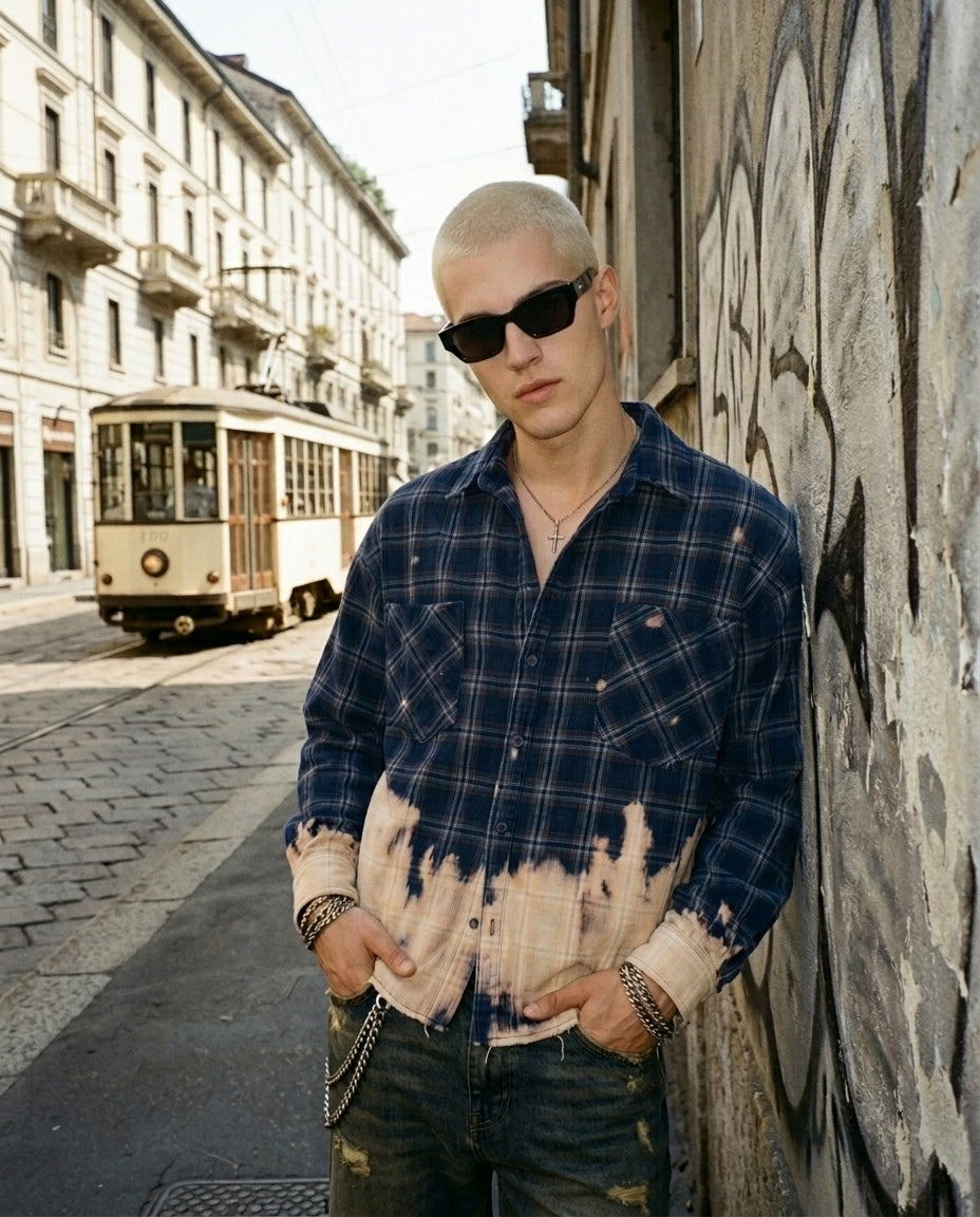 Bleached Check Cord Shirt