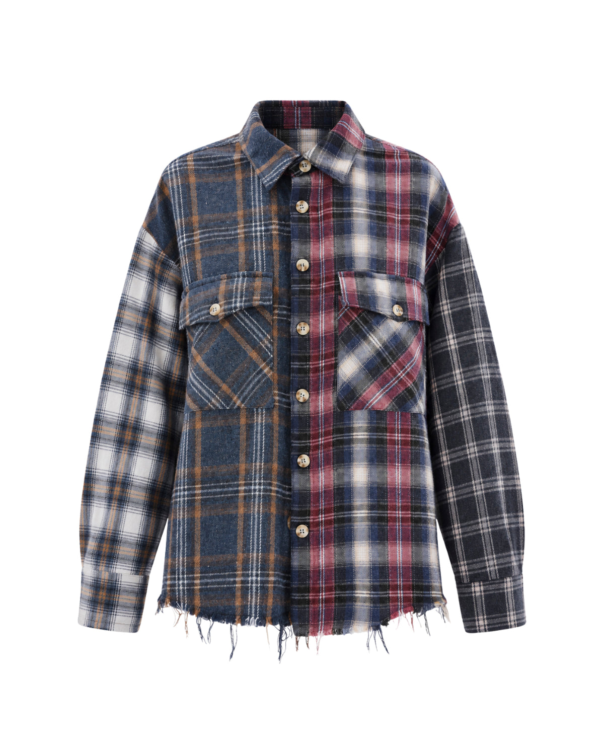 Cut Off Patchwork Check Shirt THE TALES