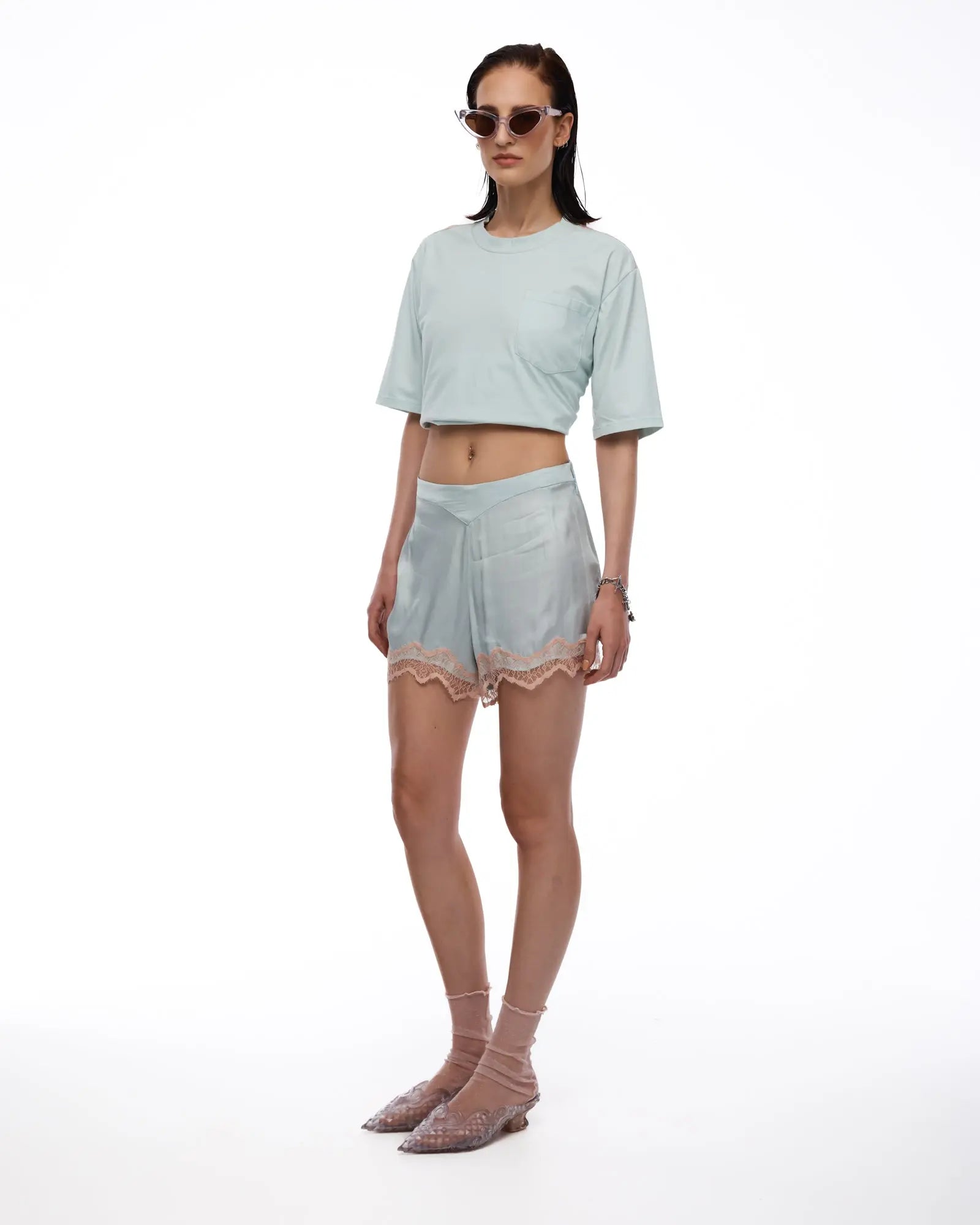 Satin Lace Pixie Shorts by THE TALES - product photo