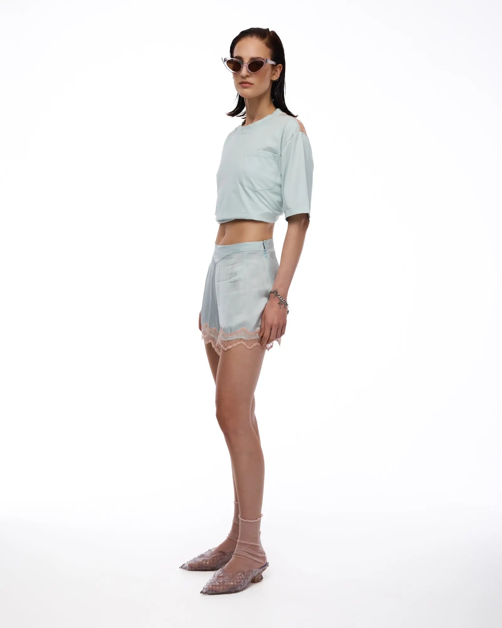 Satin Lace Pixie Shorts by THE TALES - product photo