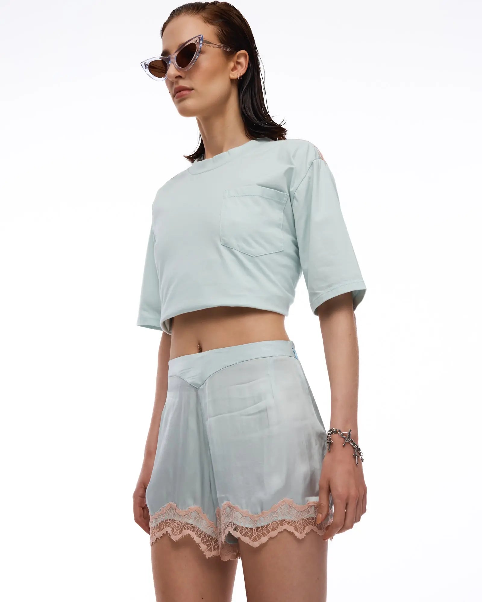 Satin Lace Pixie Shorts by THE TALES - product photo