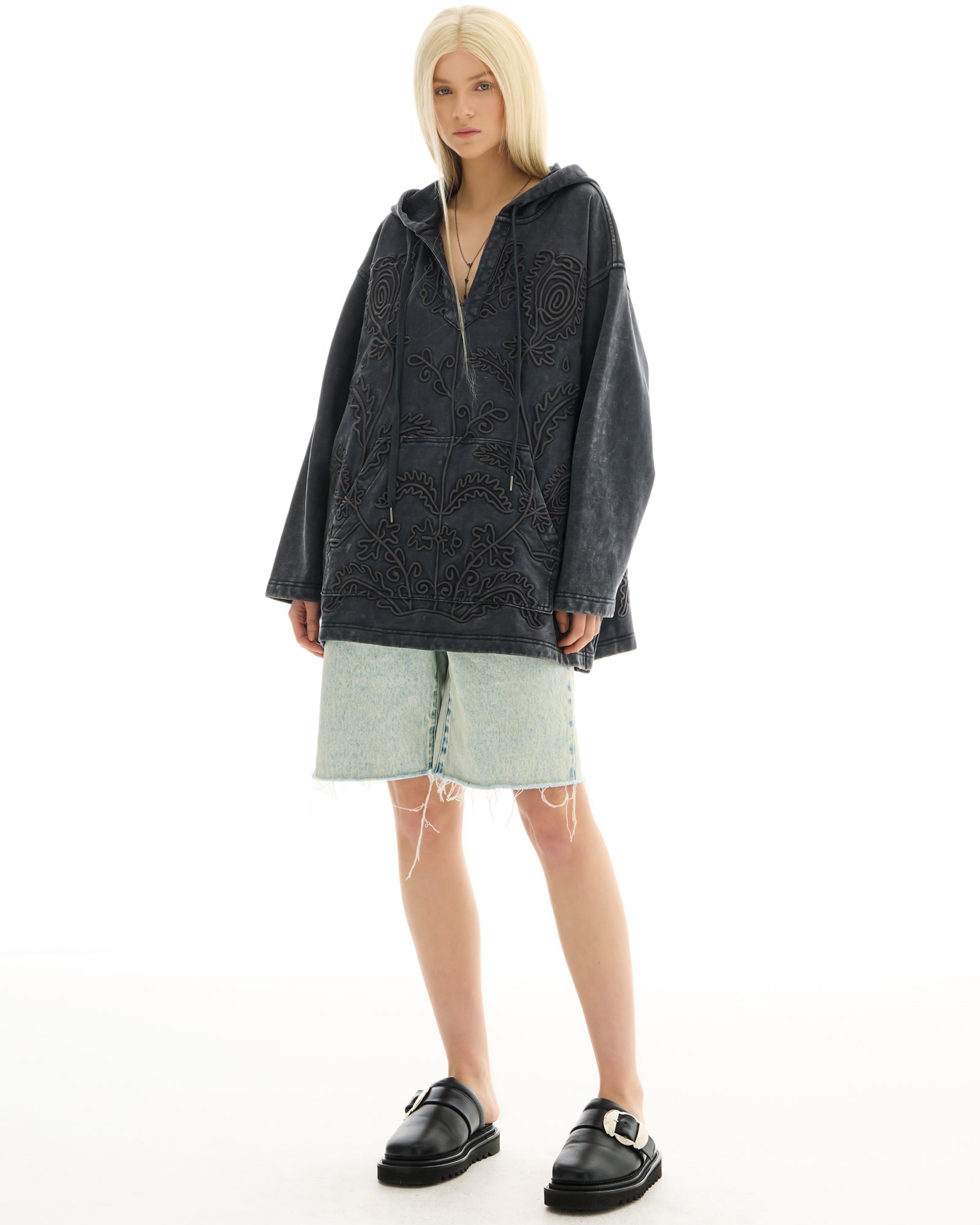 Embroidered Flower Hoodie by THE TALES - product photo