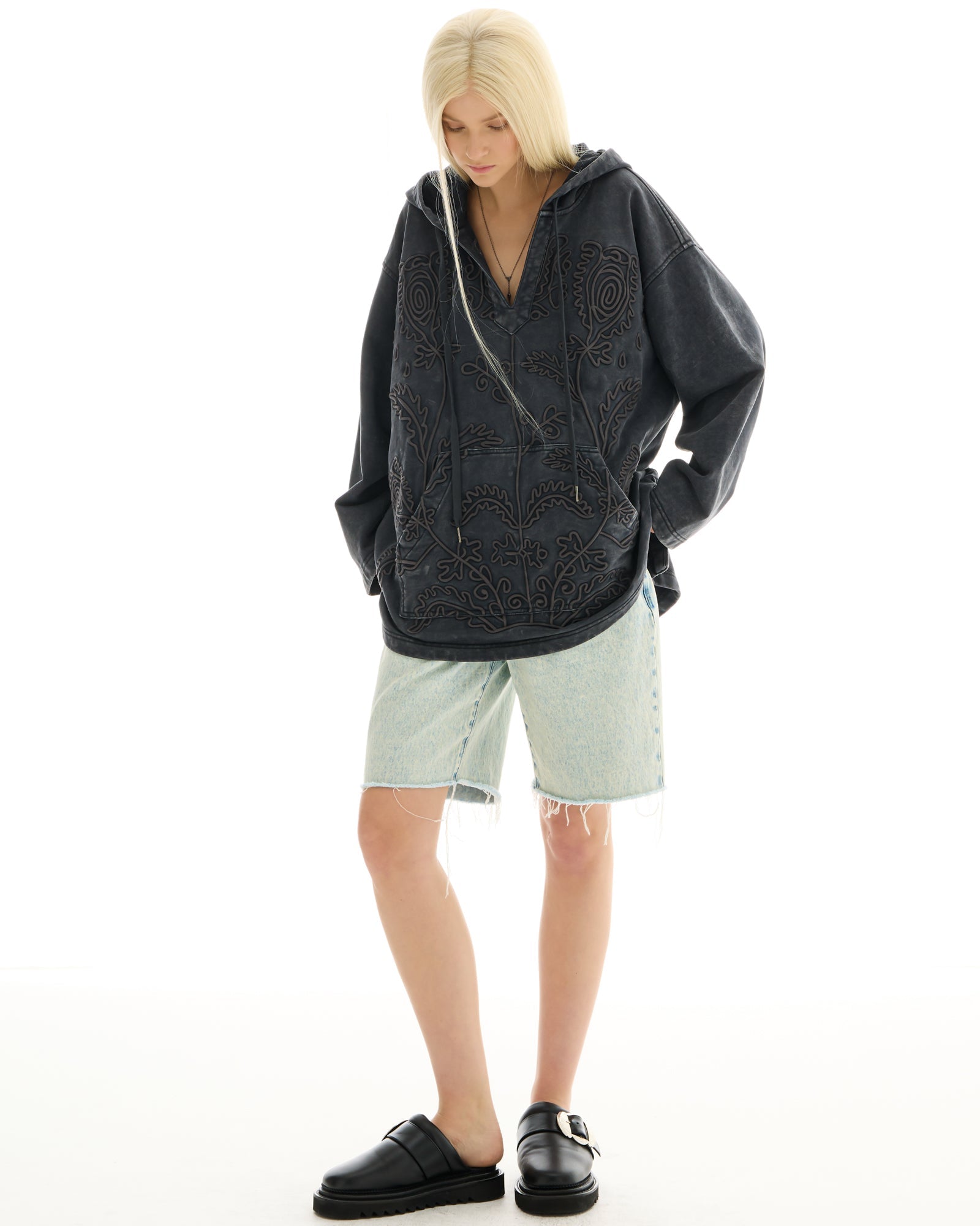 Embroidered Flower Hoodie by THE TALES - product photo
