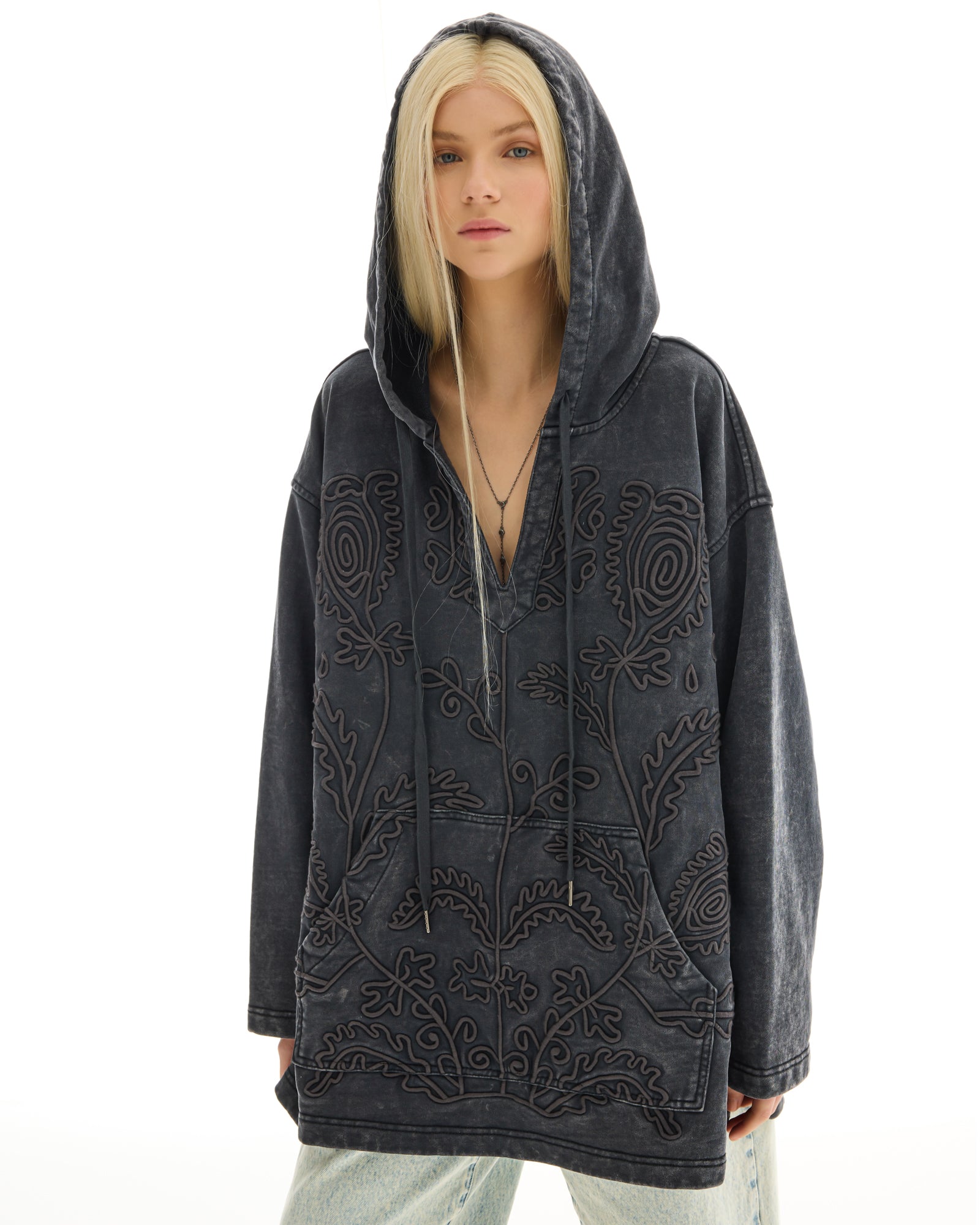 Embroidered Flower Hoodie by THE TALES - product photo