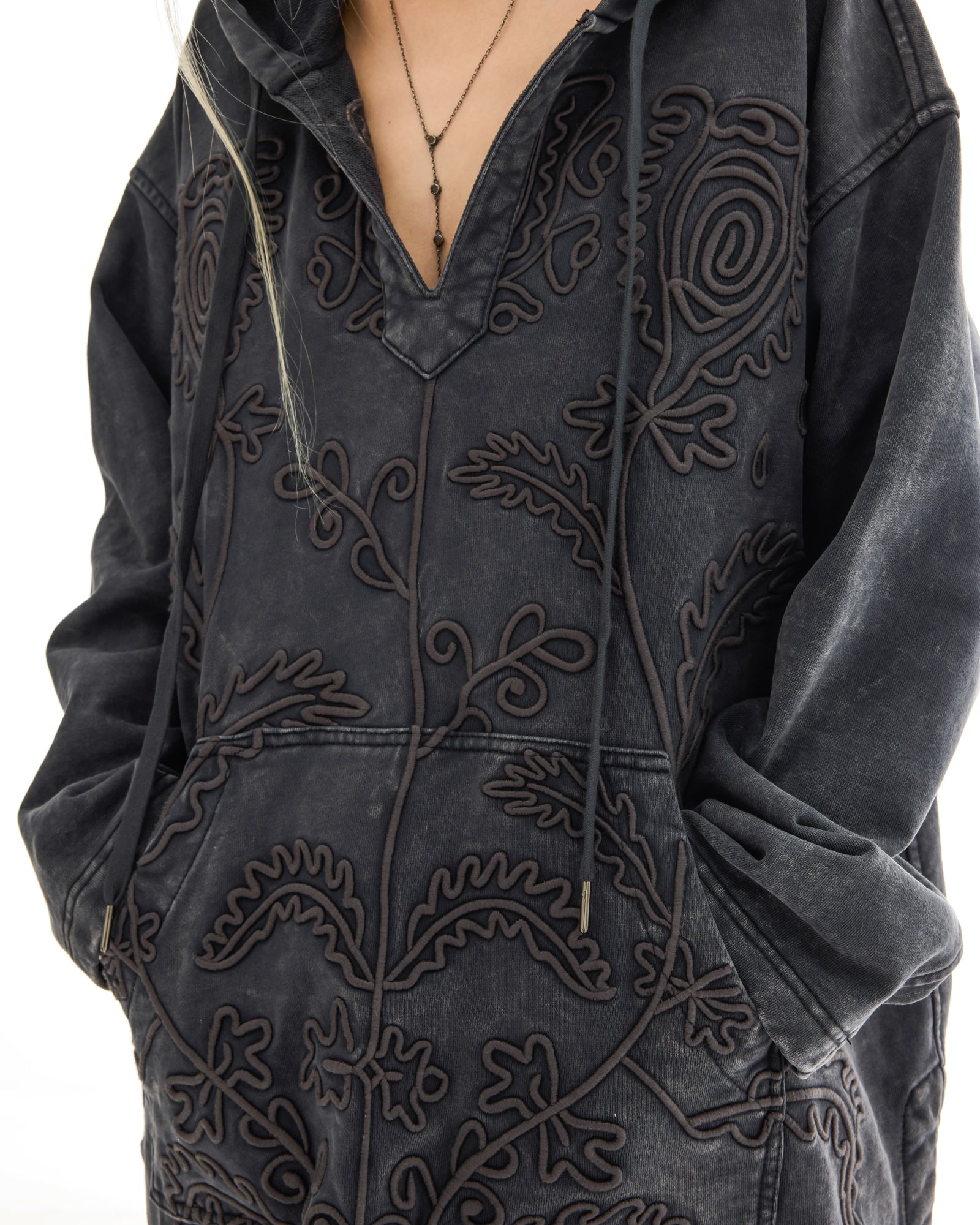 Embroidered Flower Hoodie by THE TALES - back view