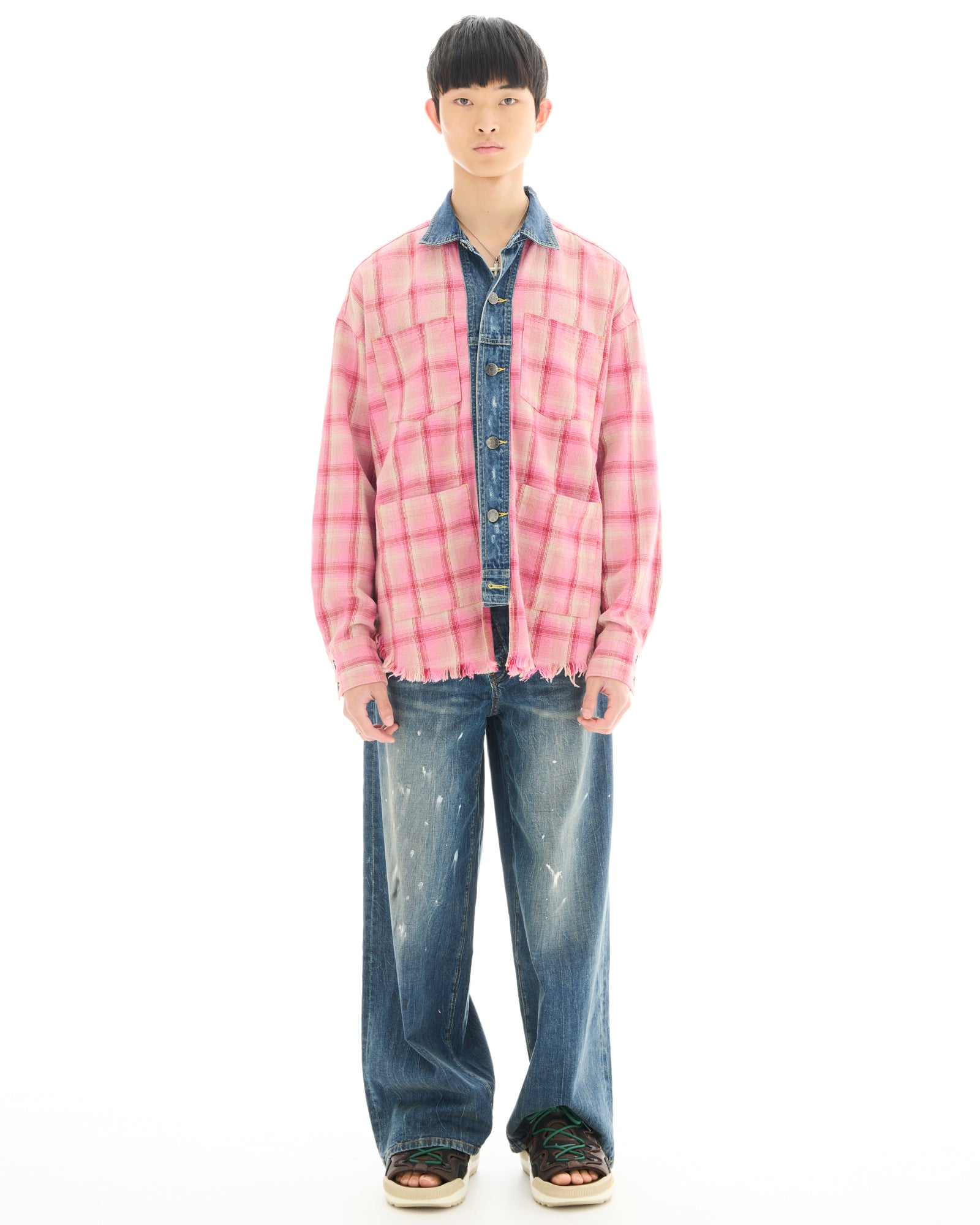 Utility Flannel And Denim Shirt