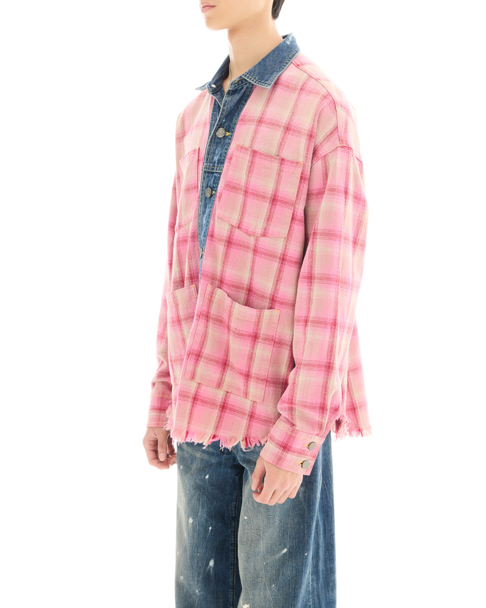 Utility Flannel And Denim Shirt