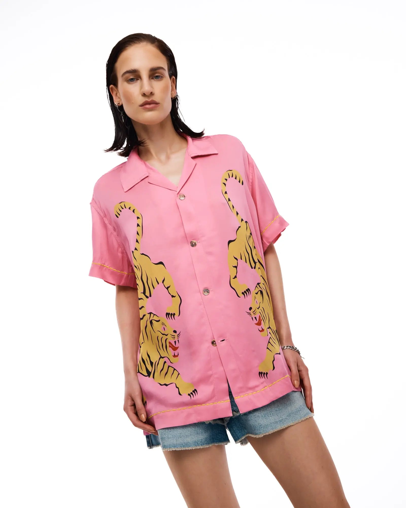 Crouching Tiger Washed Silk Shirt by THE TALES - product photo