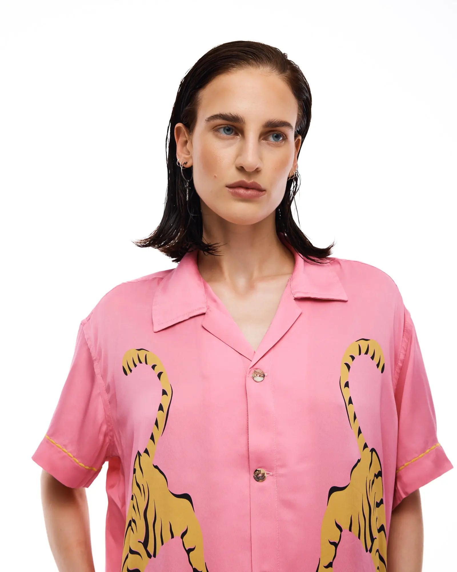 Crouching Tiger Washed Silk Shirt by THE TALES - product photo