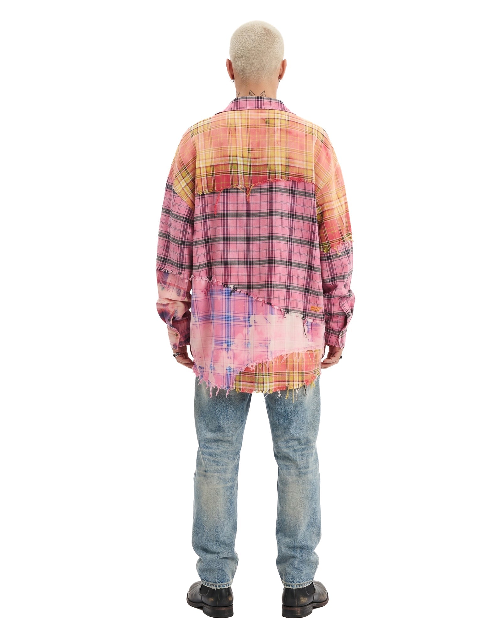 Reworked And Destroyed Mixed Check Shirt by THE TALES - product photo