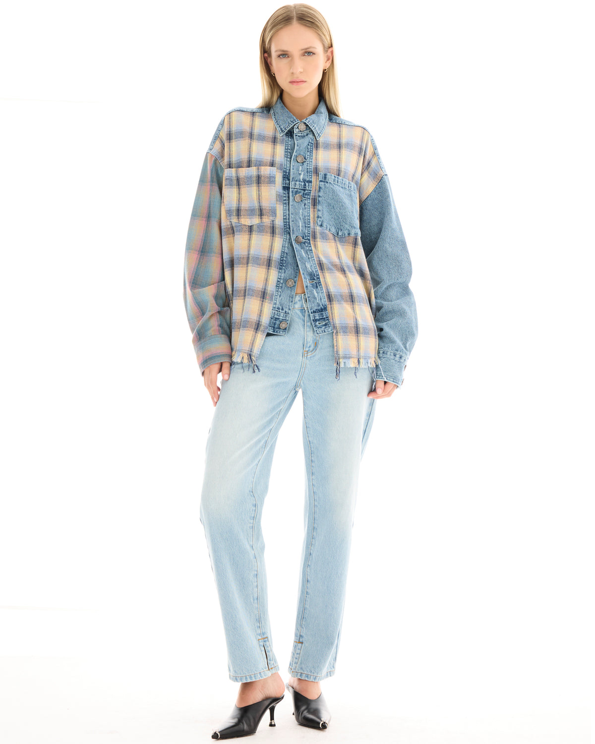 Denim And Check Cotton Shirt THE TALES