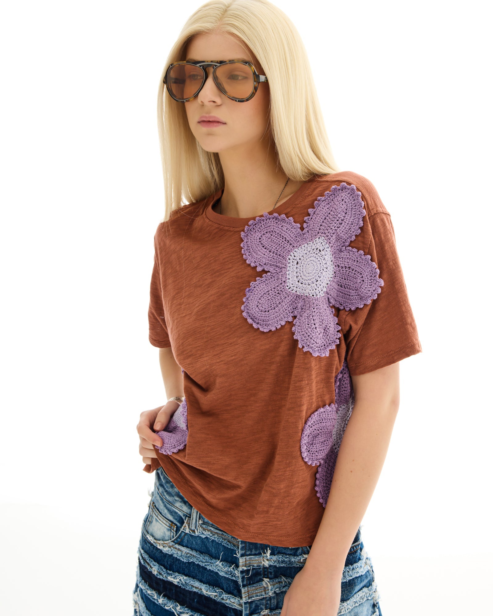 Crochet Flower Field Tee by THE TALES - product photo