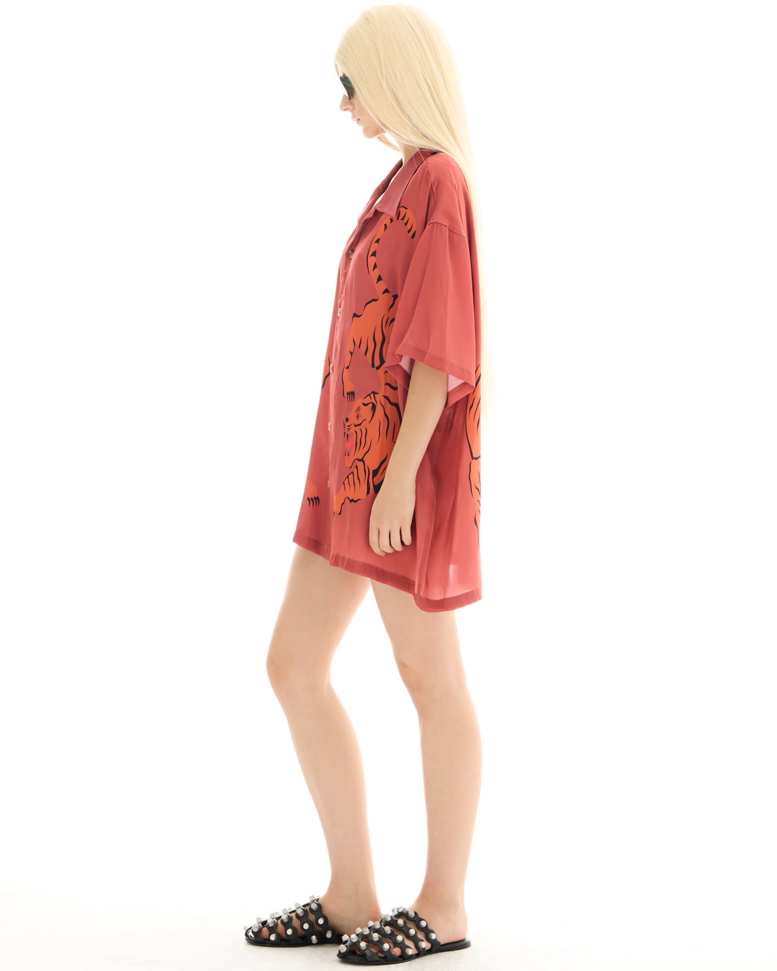 Crouching Tiger Silk Shirt Dress by THE TALES - product photo