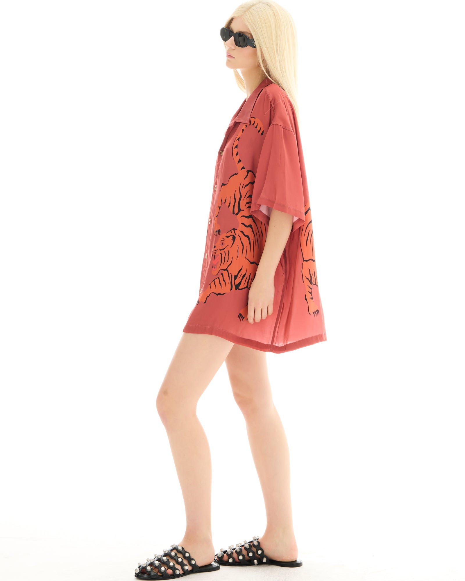 Crouching Tiger Silk Shirt Dress by THE TALES - product photo