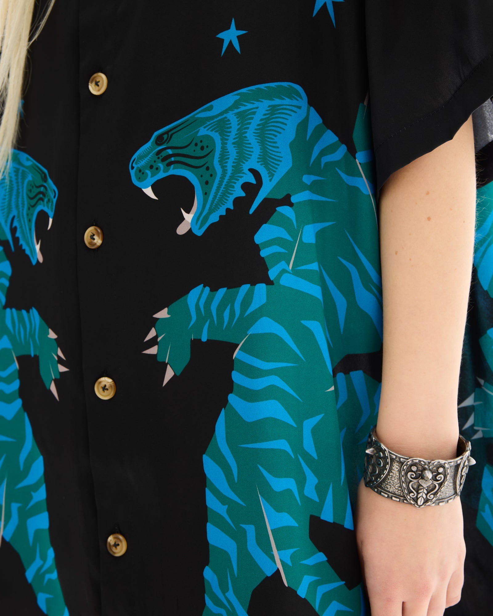 Osaka Tiger Silk Shirt Dress THE TALES