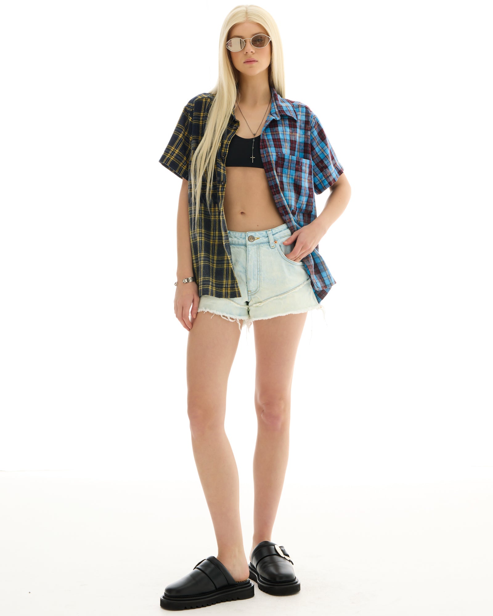 Half n Half Flannel Camp Shirt by THE TALES - back view