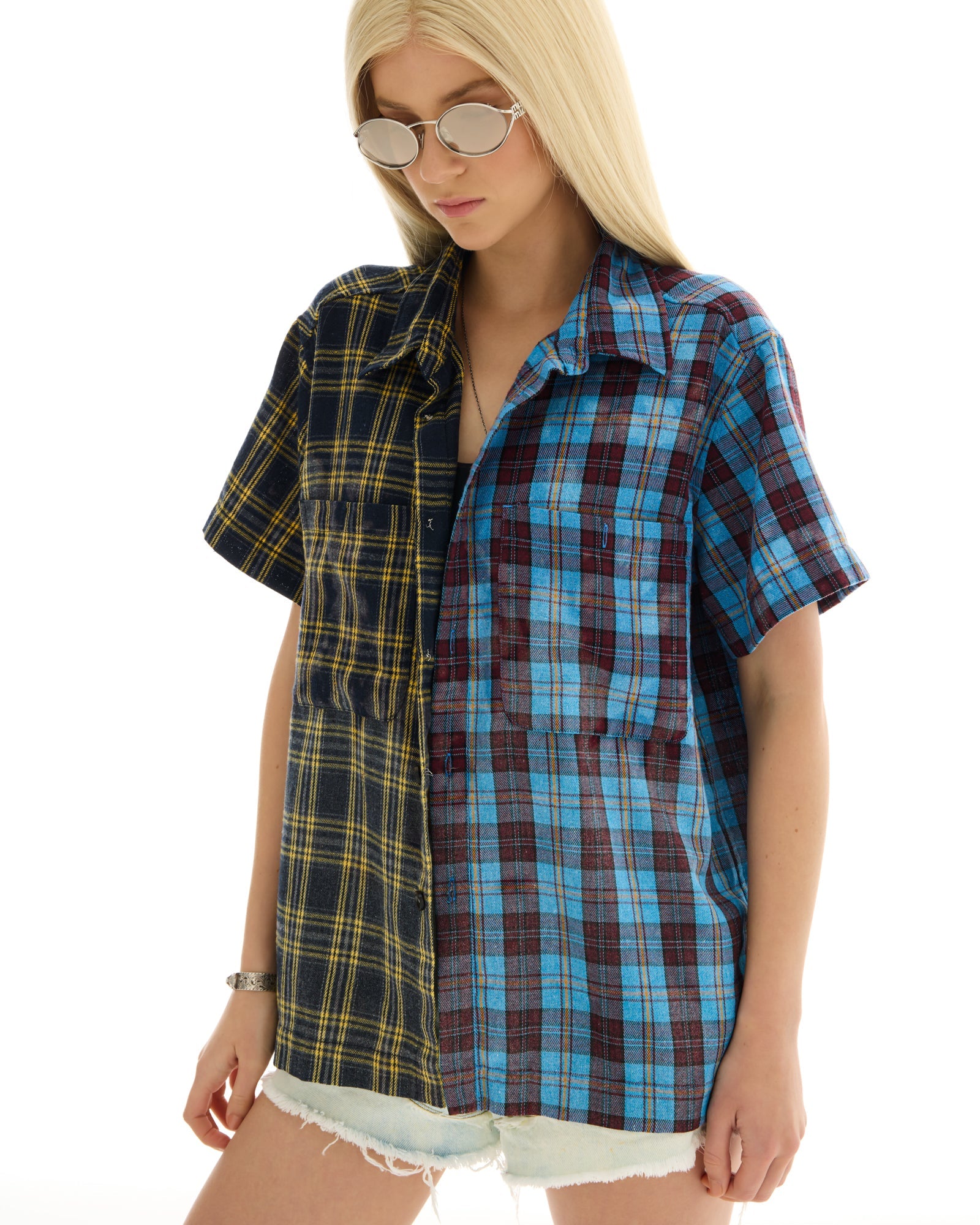 Half n Half Flannel Camp Shirt by THE TALES - product photo