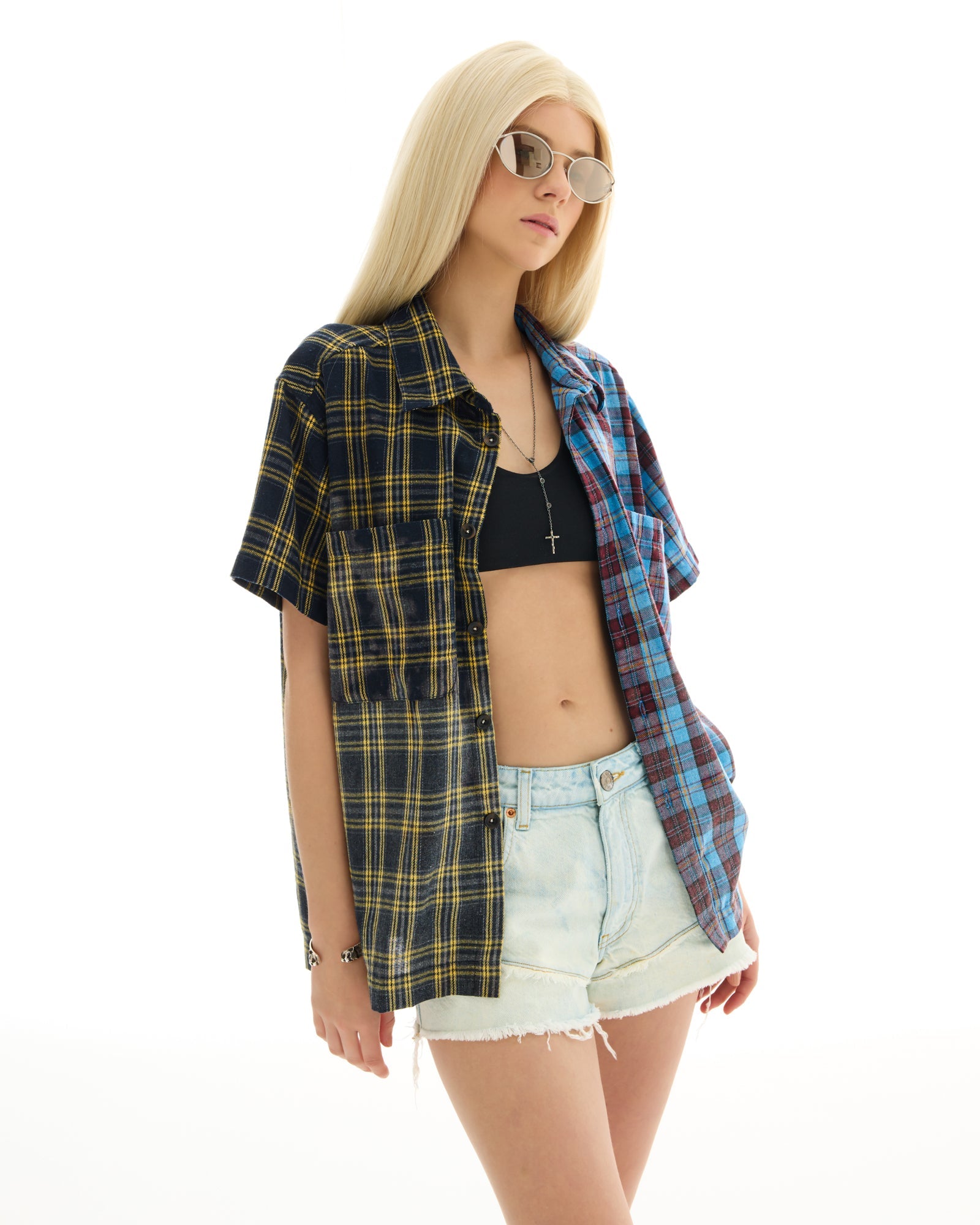 Half n Half Flannel Camp Shirt by THE TALES - product photo