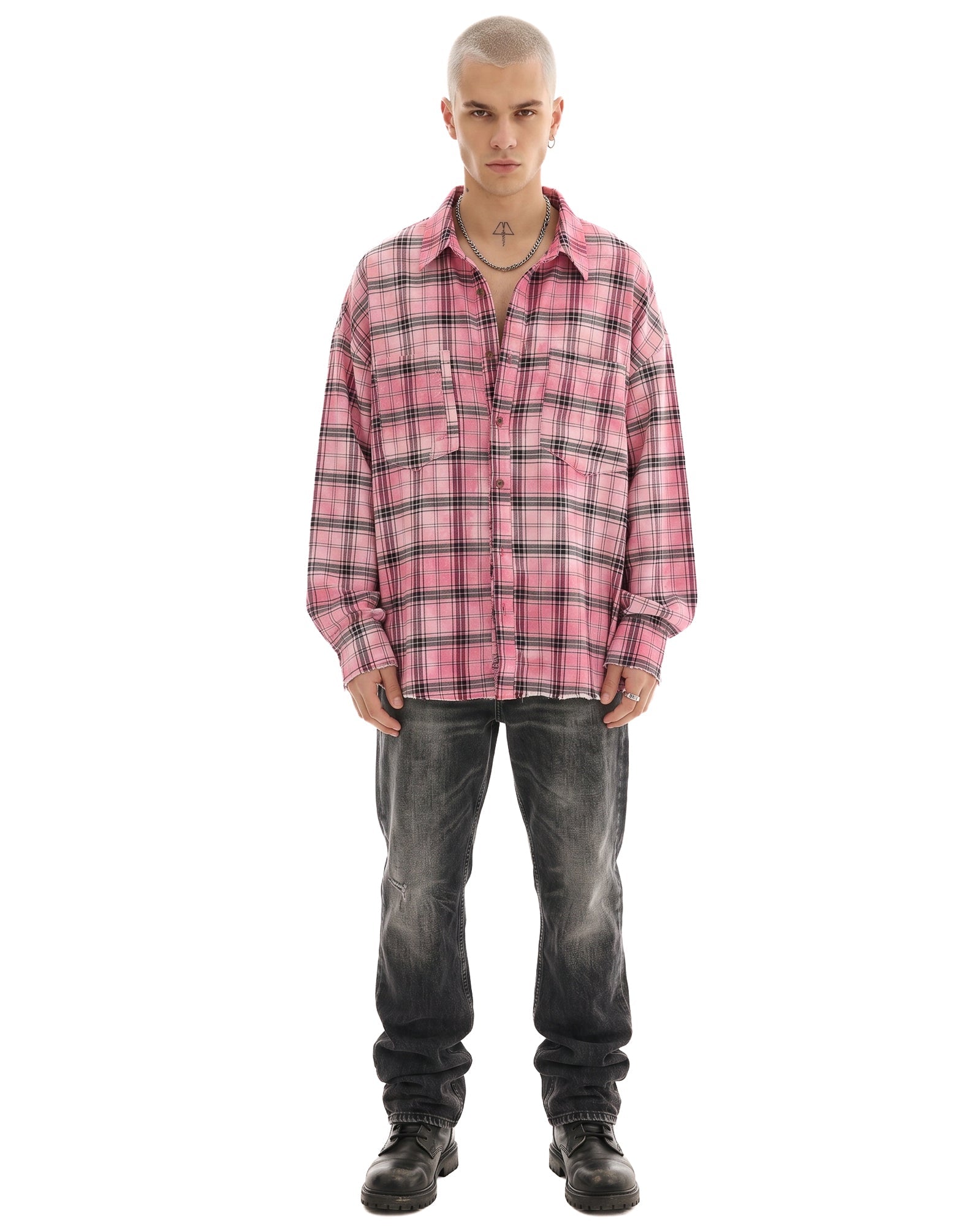 Washed Oversized Willow Check Shirt by THE TALES - front view