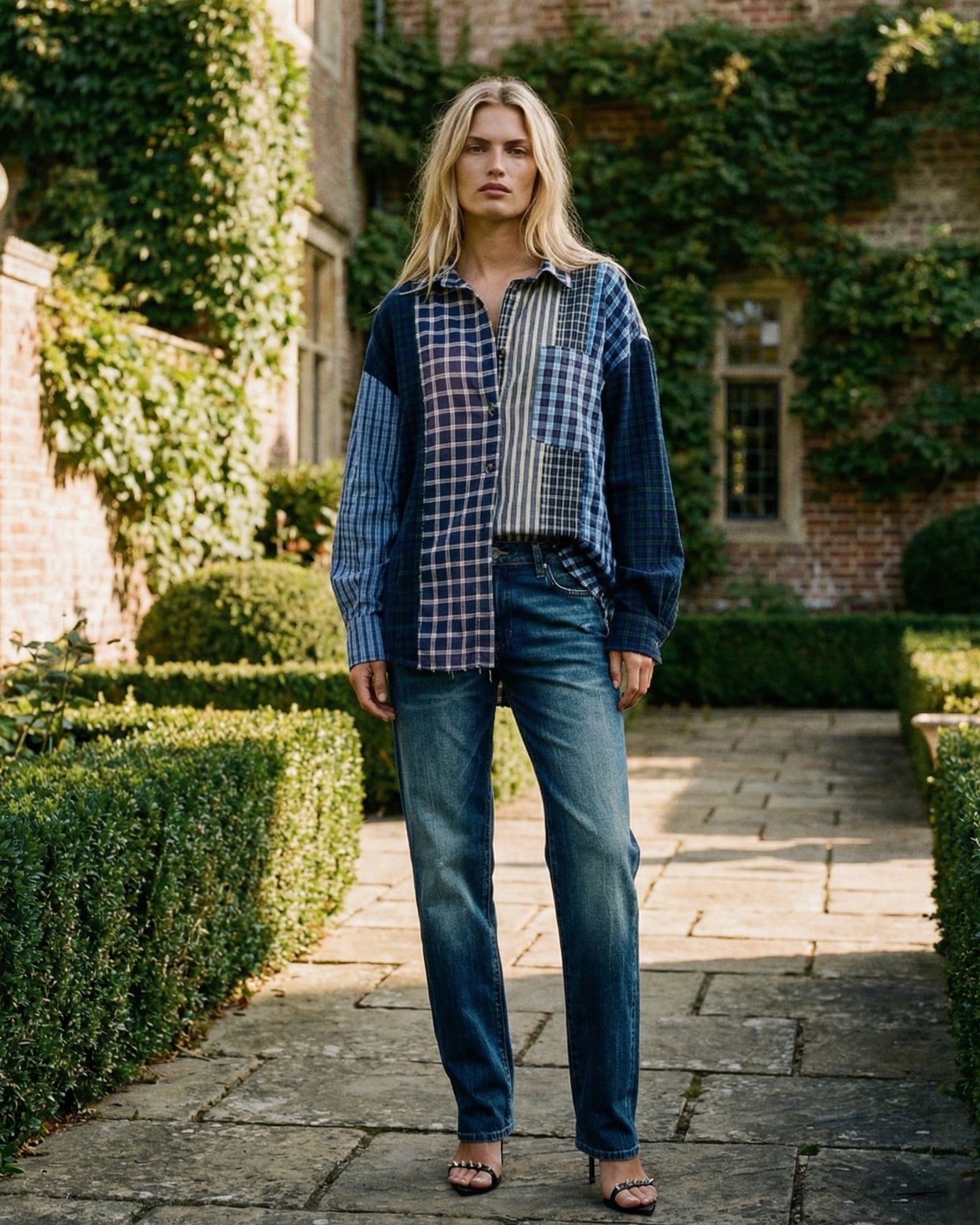 Patchwork Check Stripe Shirt by THE TALES - product photo