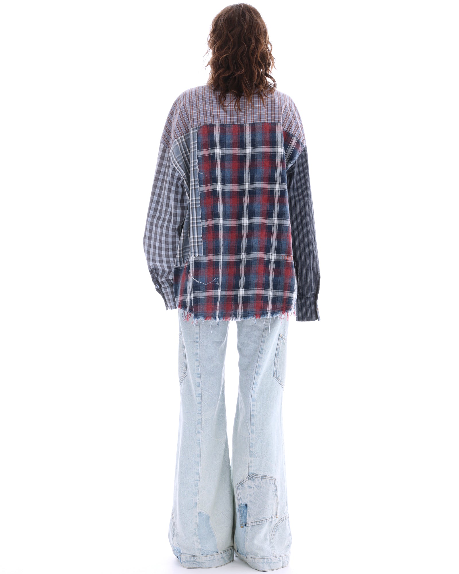 Pierced Patchwork Check Shirt