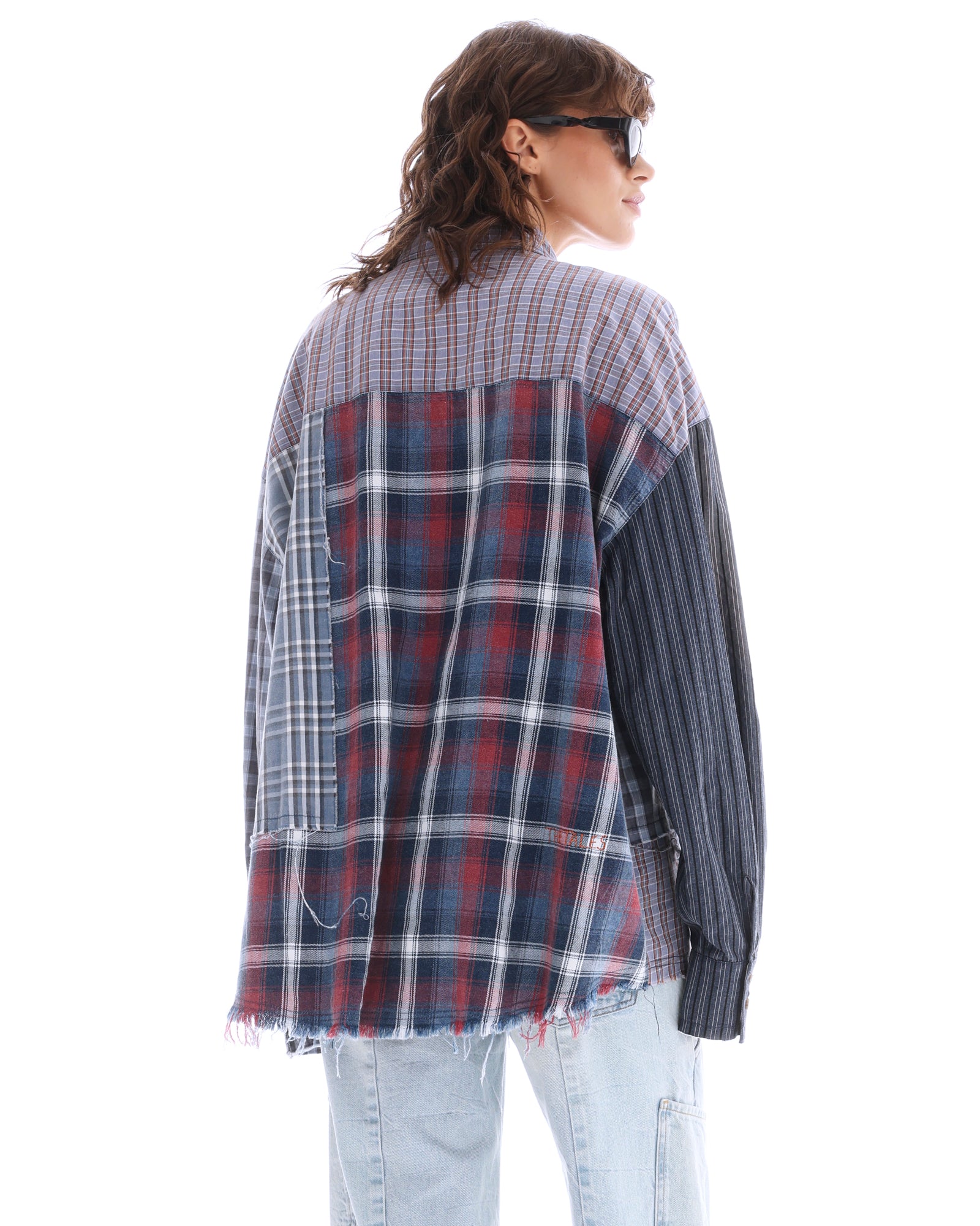 Pierced Patchwork Check Shirt