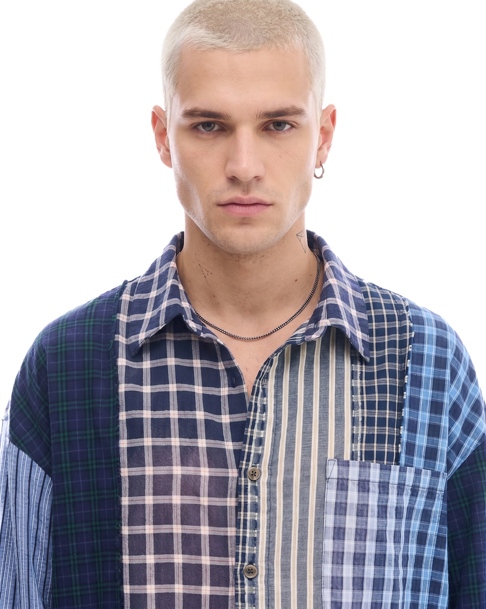 Patchwork Check Stripe Shirt