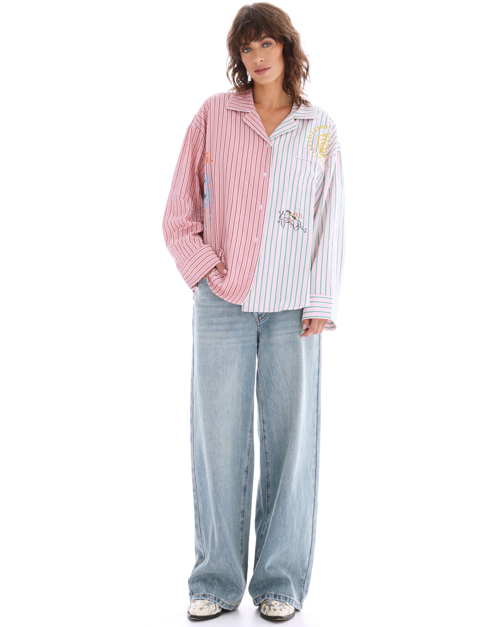 Half N Half Illustrated Soleil Stripe Shirt