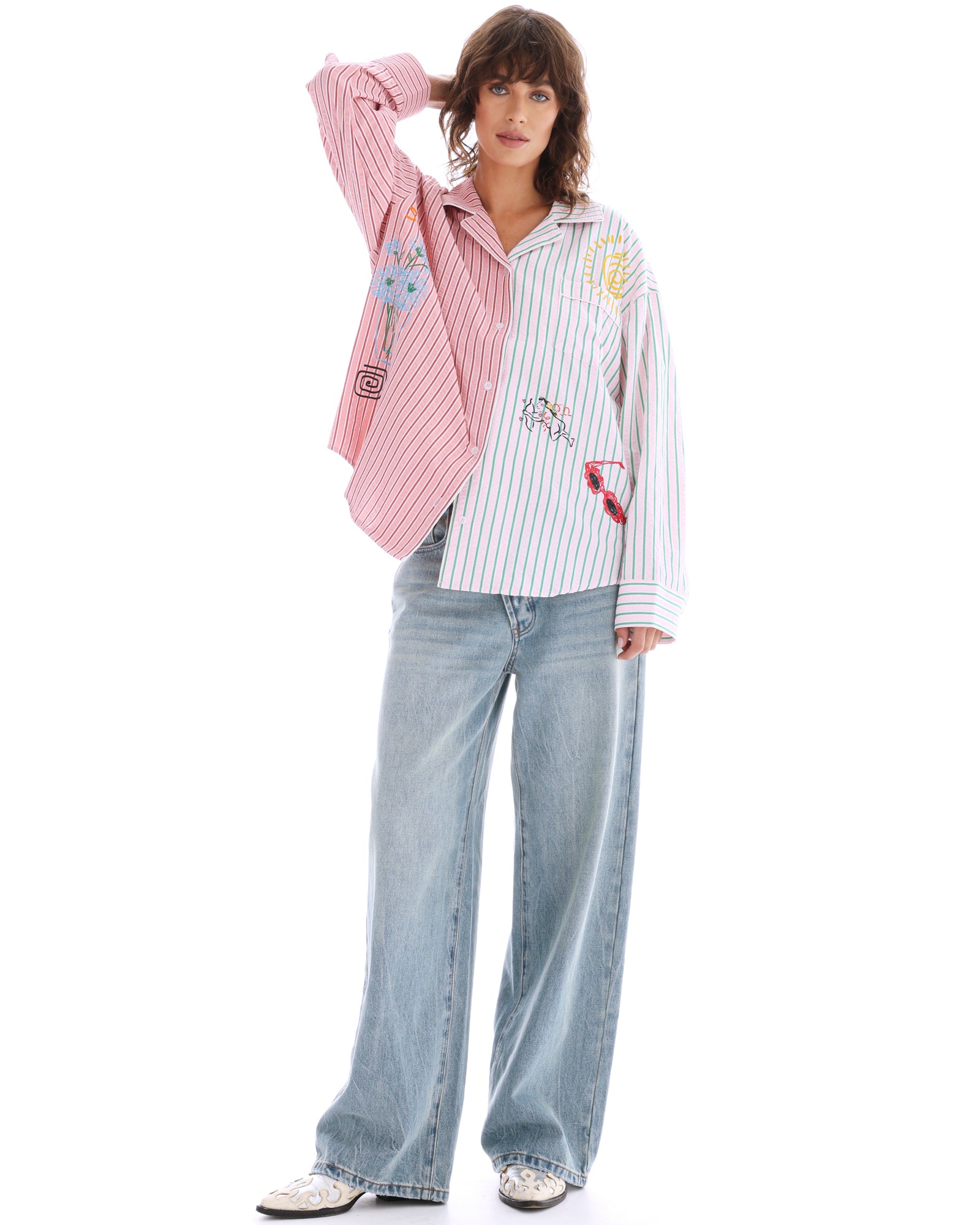 Half N Half Illustrated Soleil Stripe Shirt