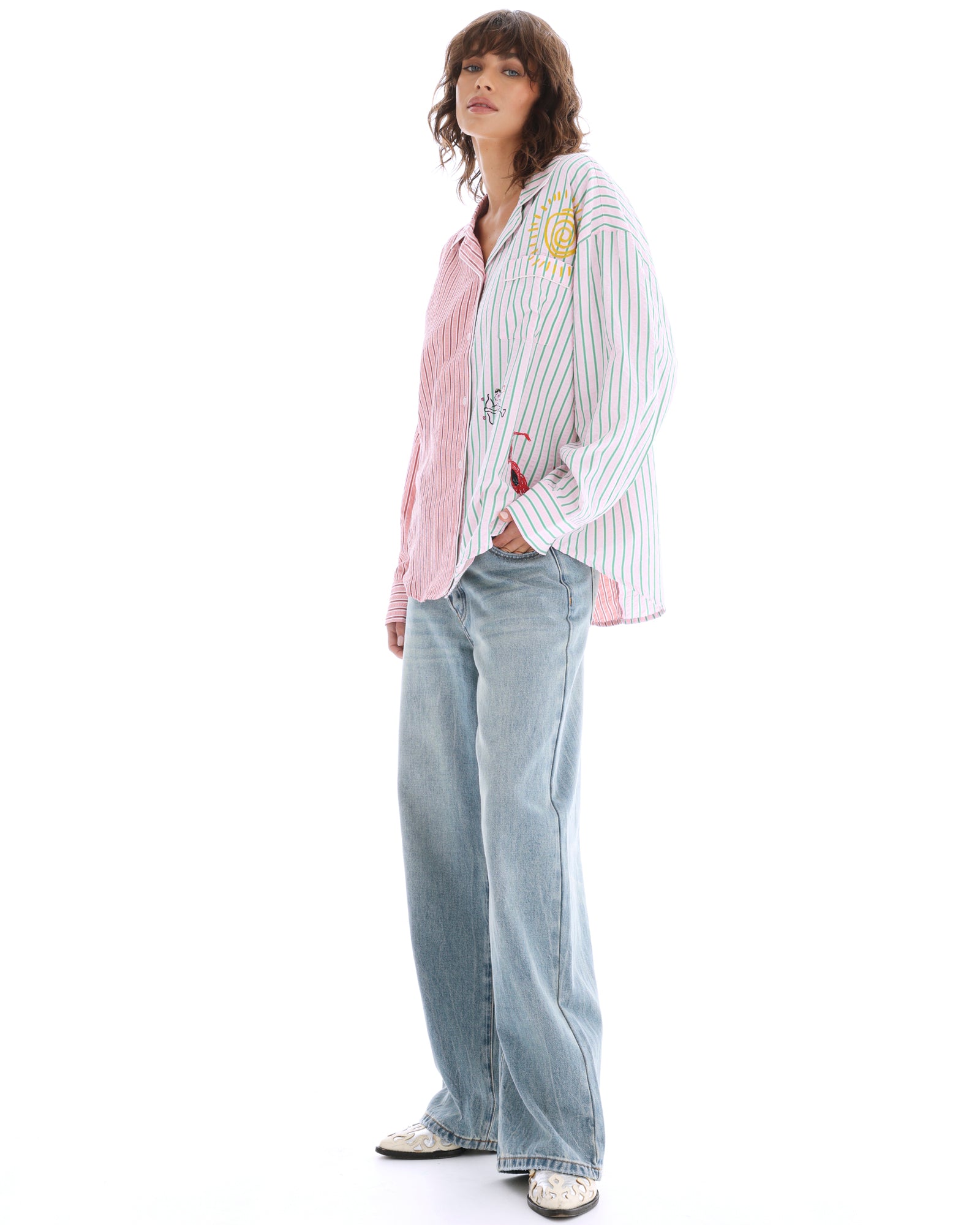 Half N Half Illustrated Soleil Stripe Shirt