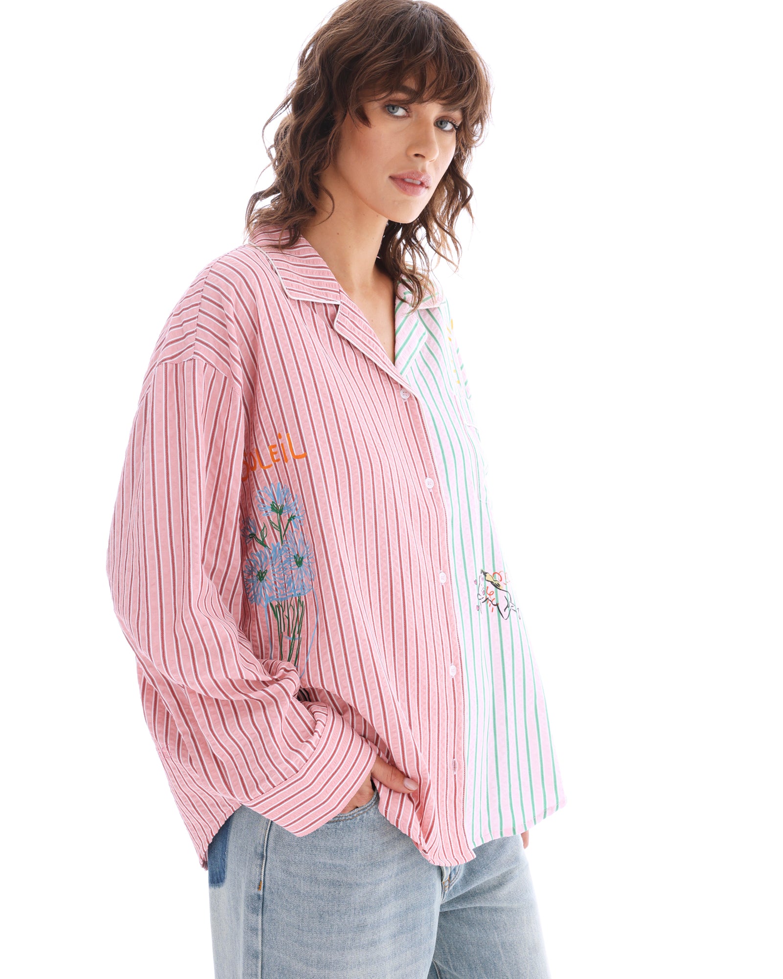 Half N Half Illustrated Soleil Stripe Shirt