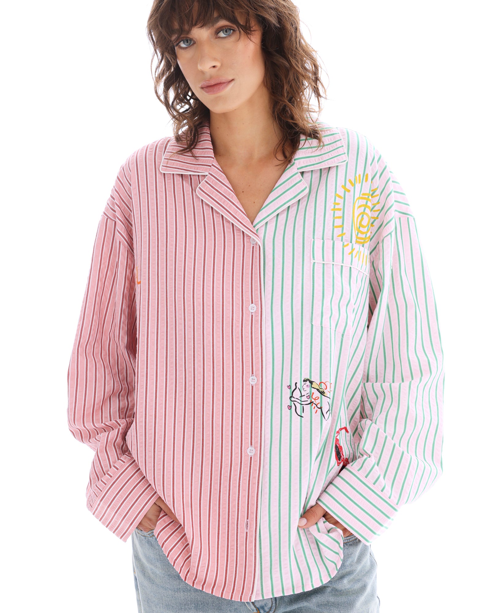 Half N Half Illustrated Soleil Stripe Shirt