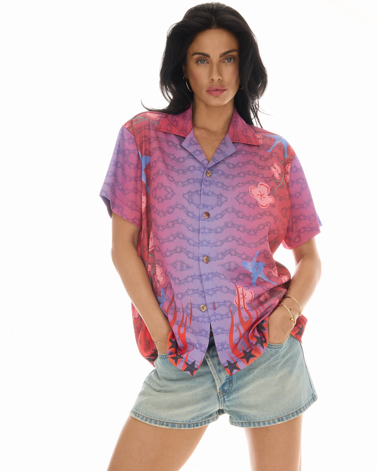 Chained Peace Camp Shirt by THE TALES - front view