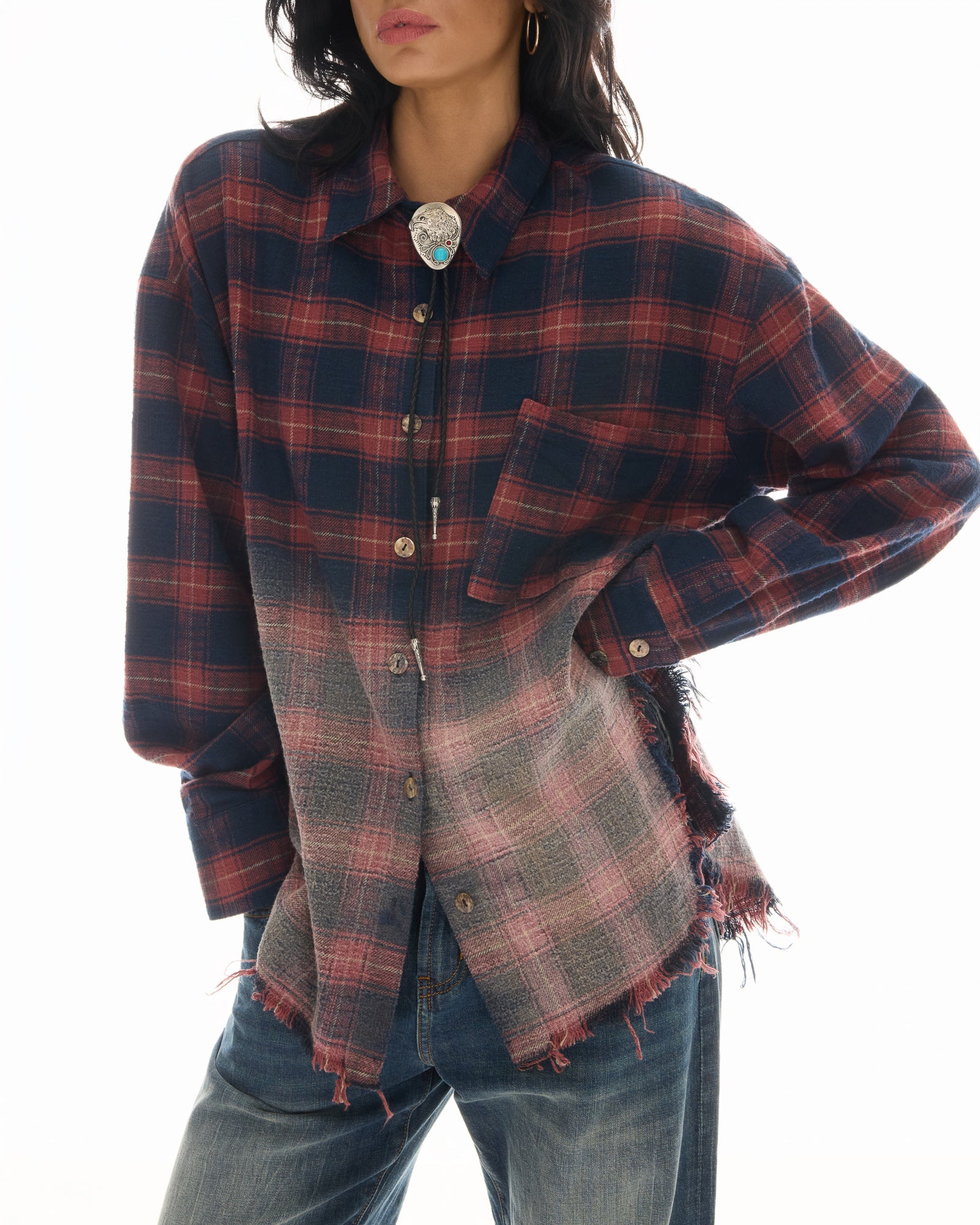 Cutaway Bleached Flannel Shirt by THE TALES - product photo
