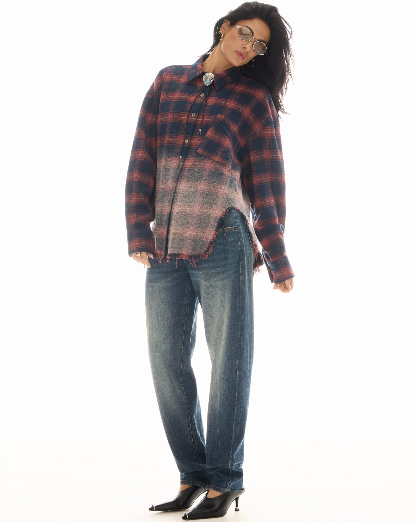 Cutaway Bleached Flannel Shirt by THE TALES - front view