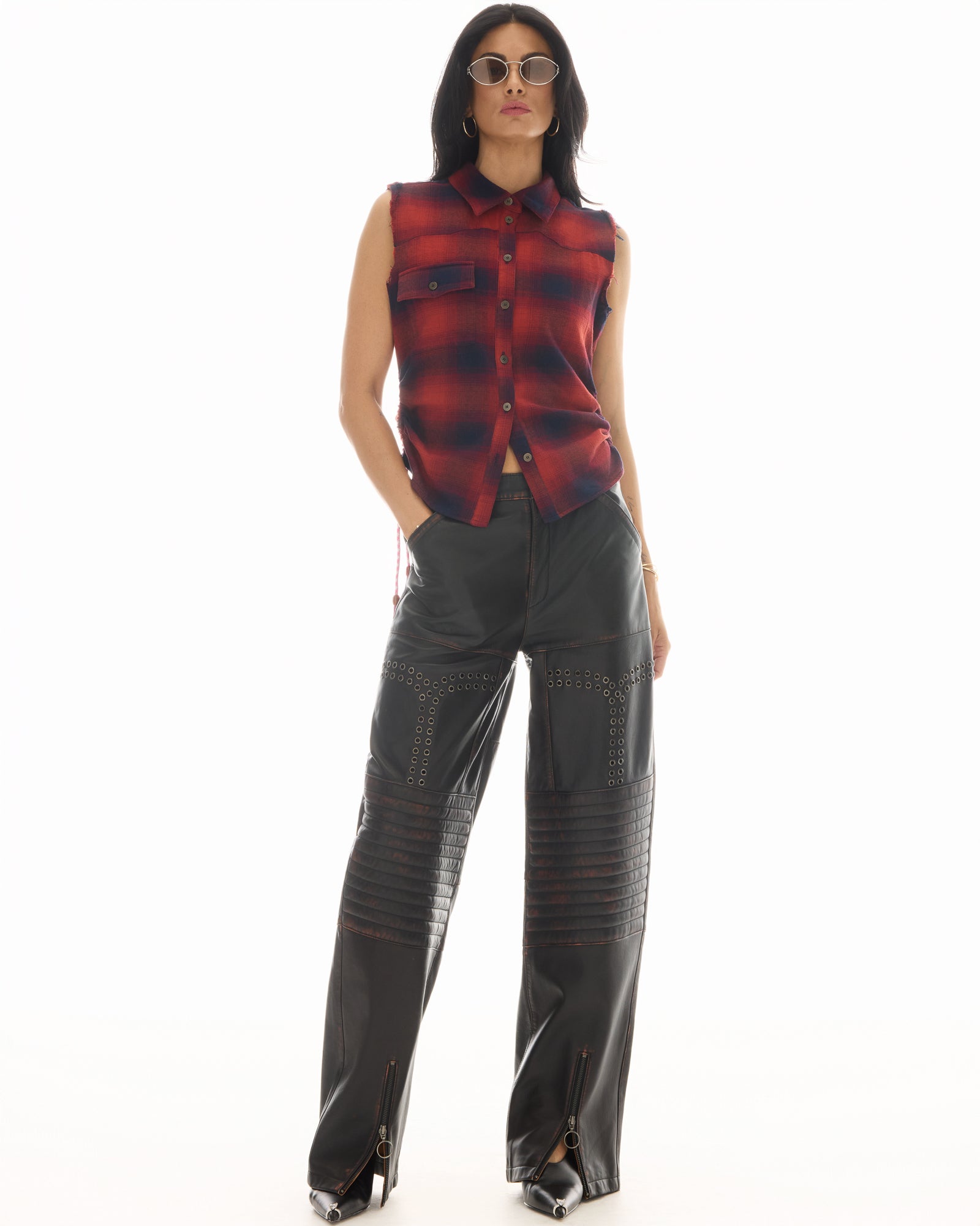 Ruched Western Sleeveless Shirt by THE TALES - side view