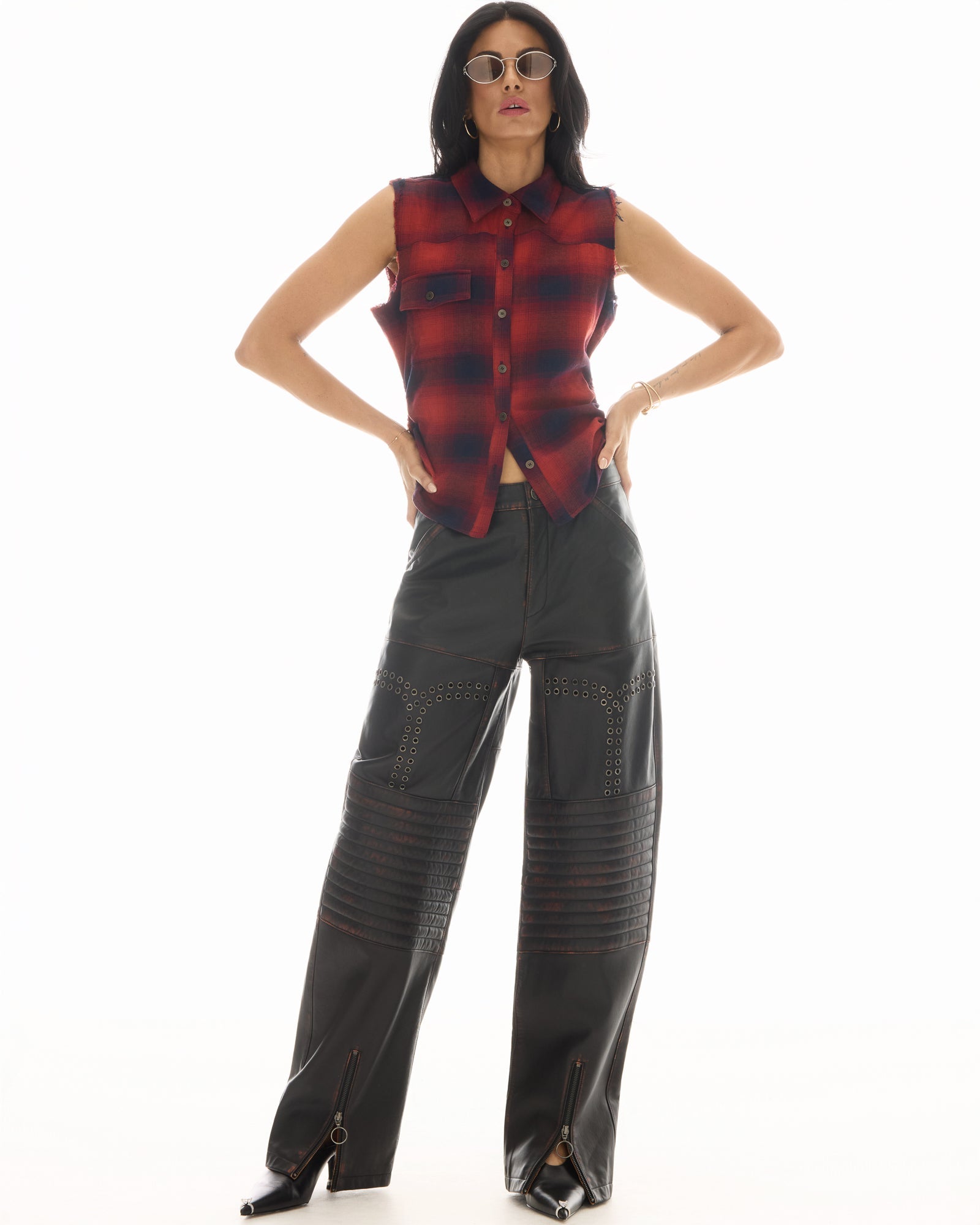 Ruched Western Sleeveless Shirt by THE TALES - back view