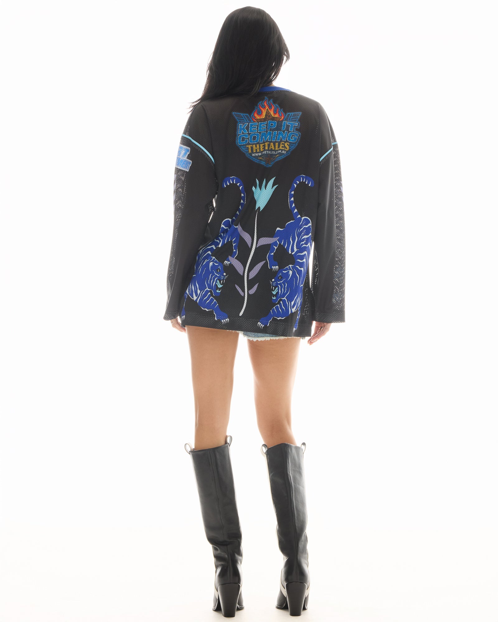 Crouching Tiger Long Sleeve Football Jersey by THE TALES - front view