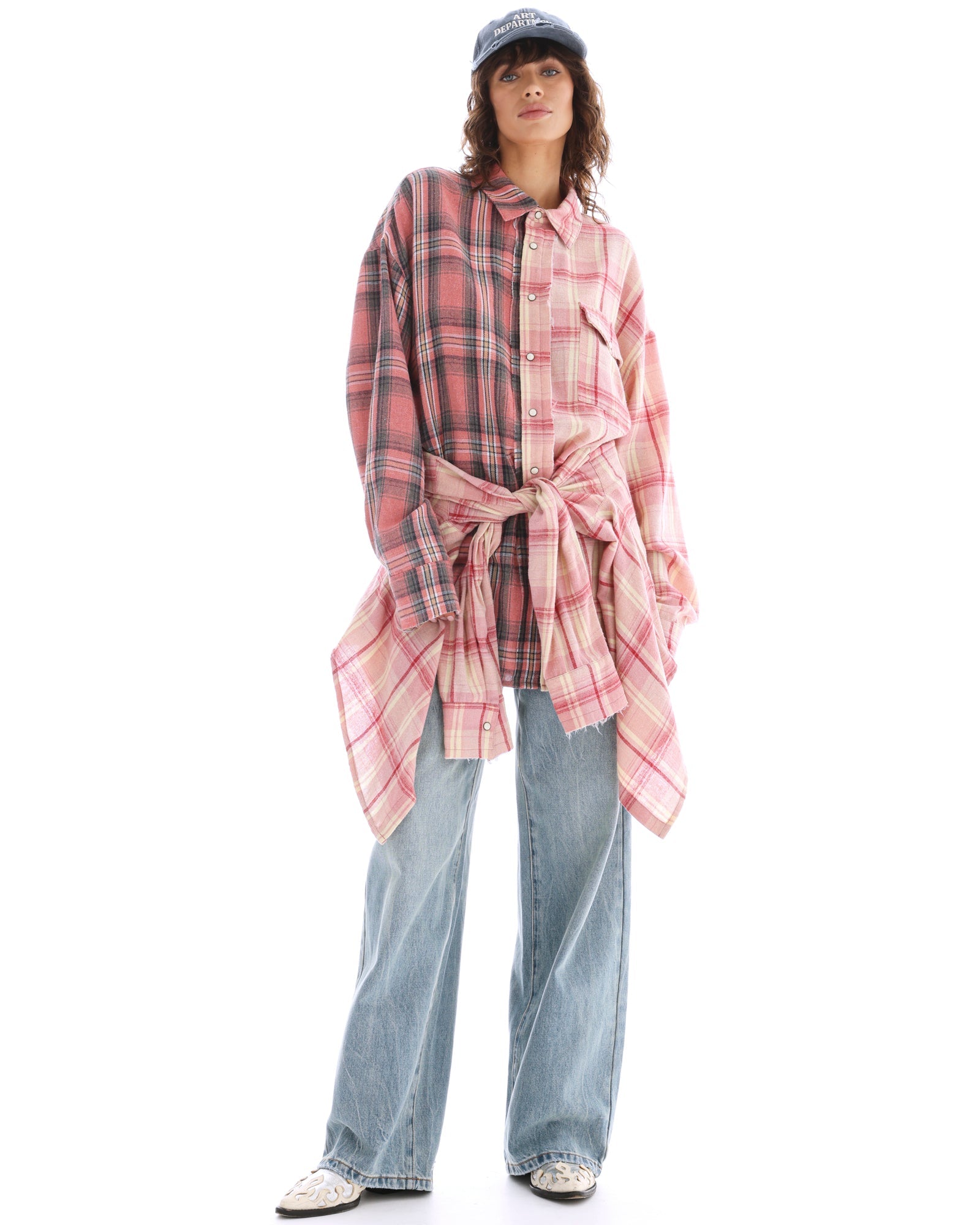 Tied Up Pre Styled Flannel Shirt Dress by THE TALES - product photo