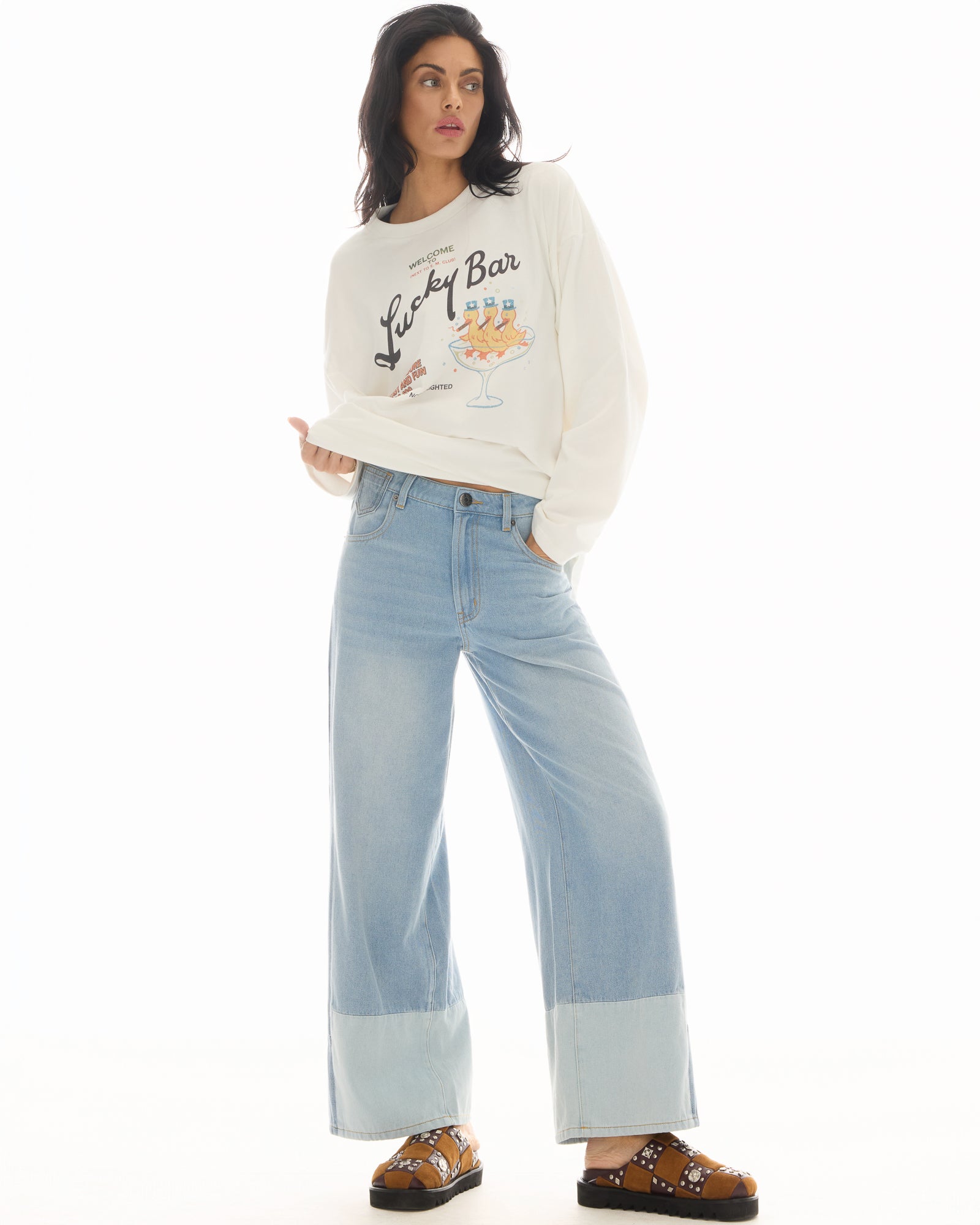 Farrah Wide Leg Patch-Worked Denim Jeans by THE TALES - product photo
