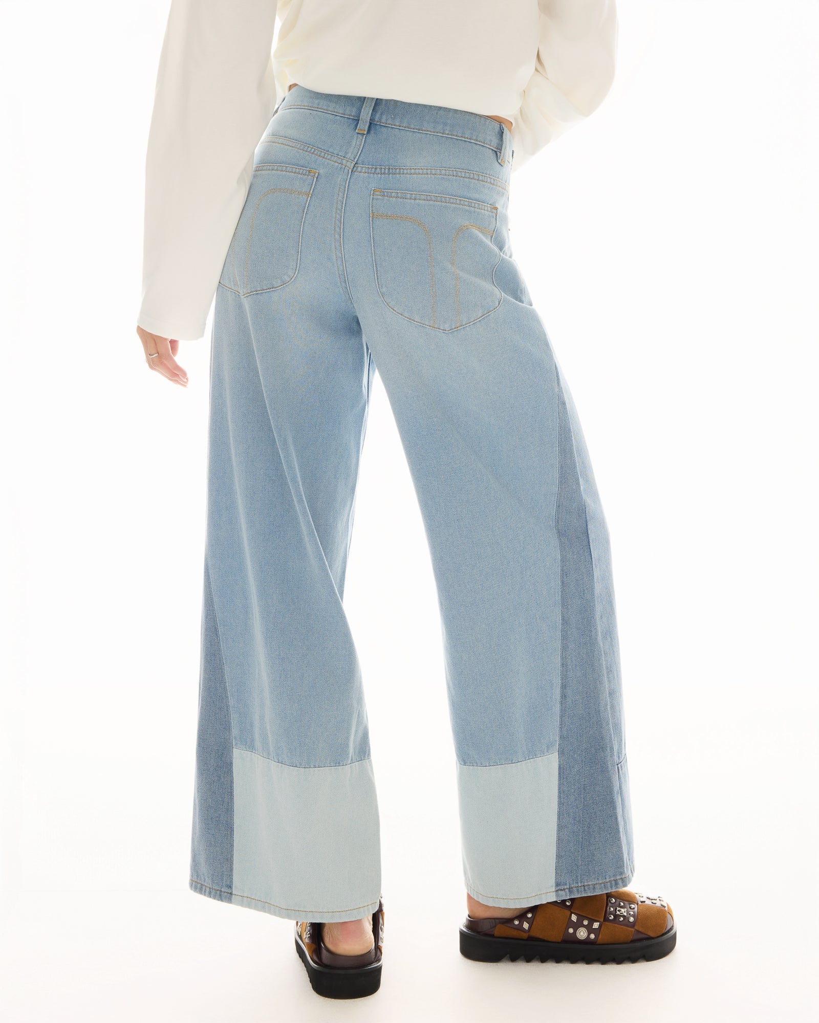 Farrah Wide Leg Patch-Worked Denim Jeans by THE TALES - product photo