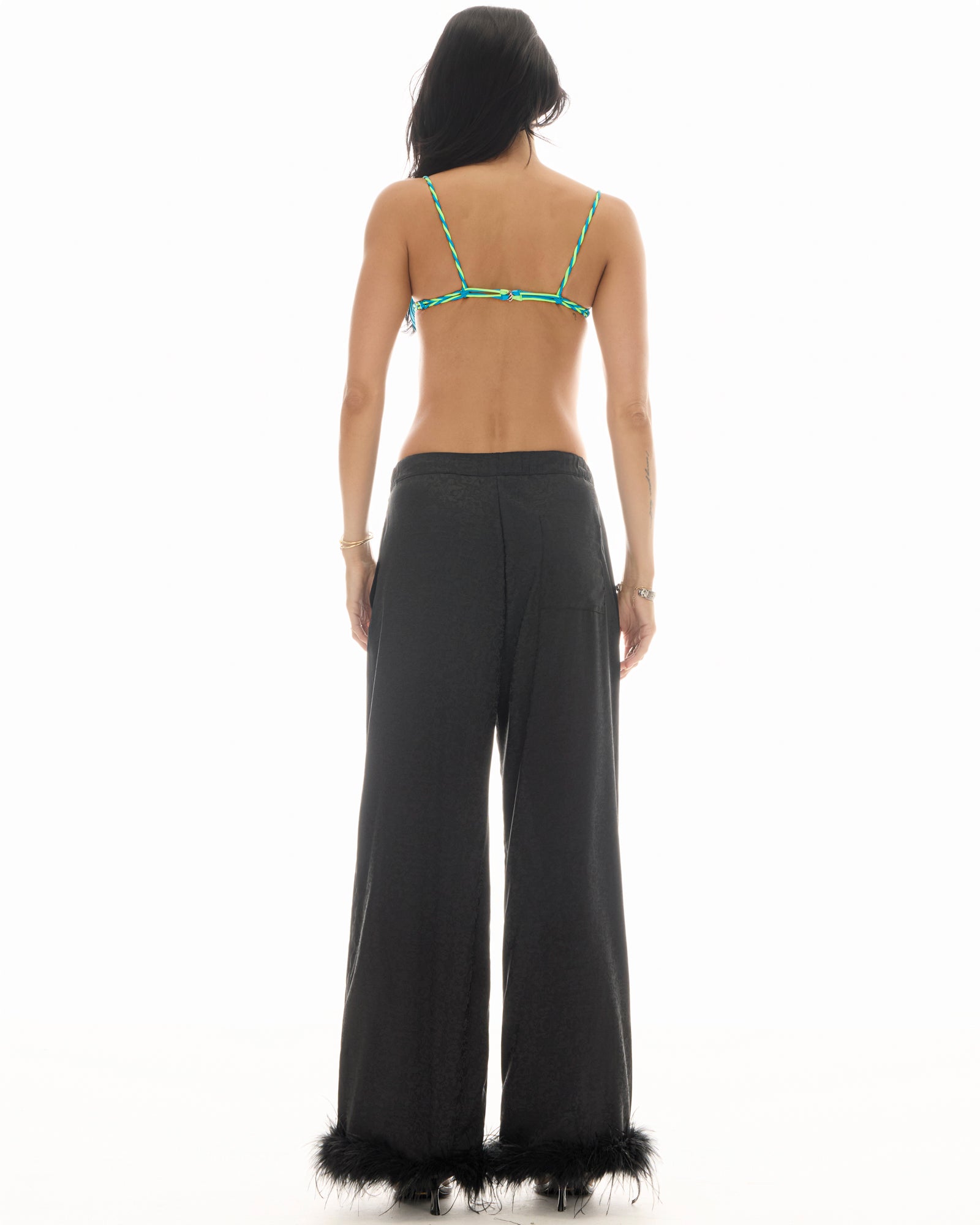 Frida Feather Trim Floral Pants THE TALES