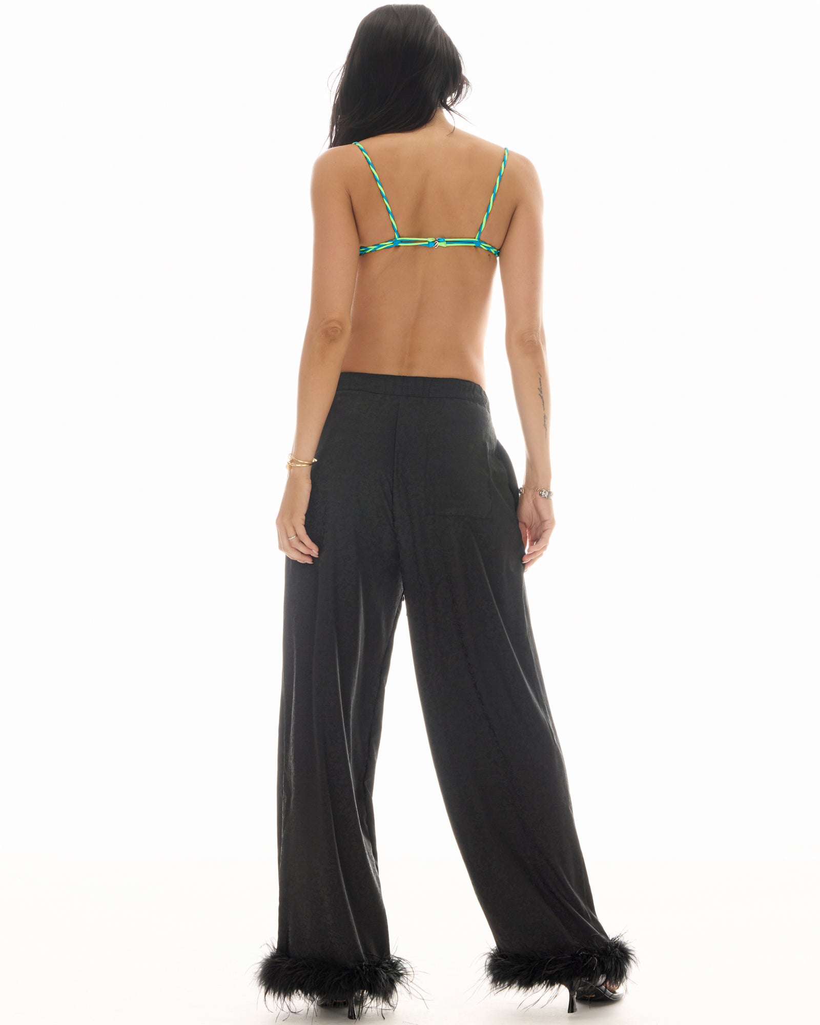 Frida Feather Trim Floral Pants THE TALES