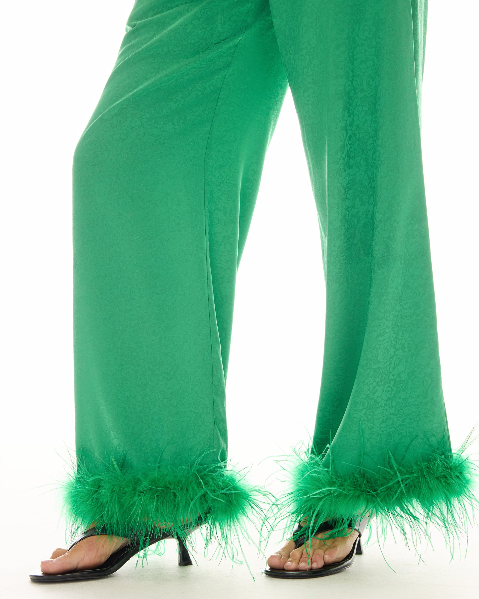 Frida Feather Trim Floral Pants THE TALES