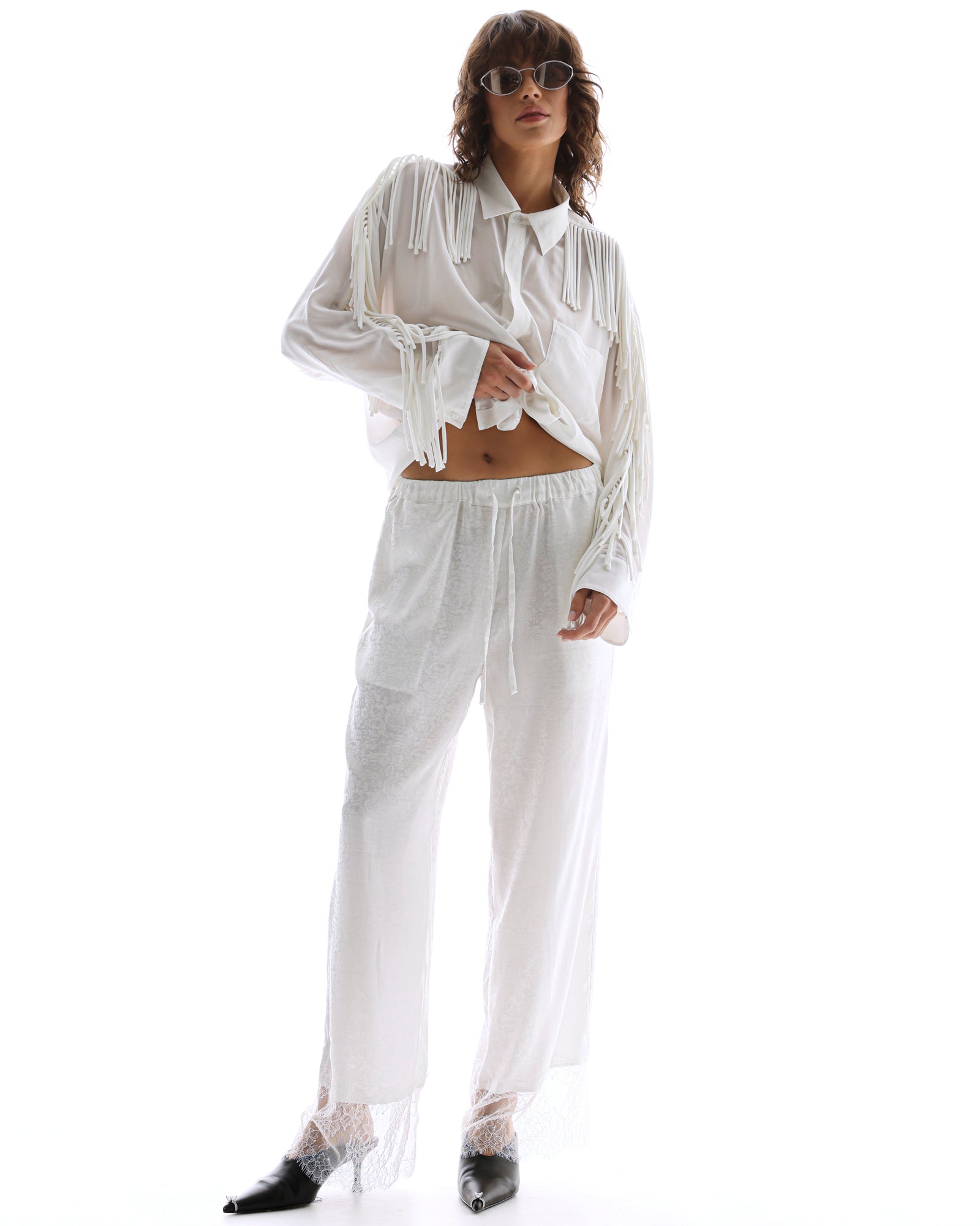 Frida Lace Hem Floral Pants THE TALES
