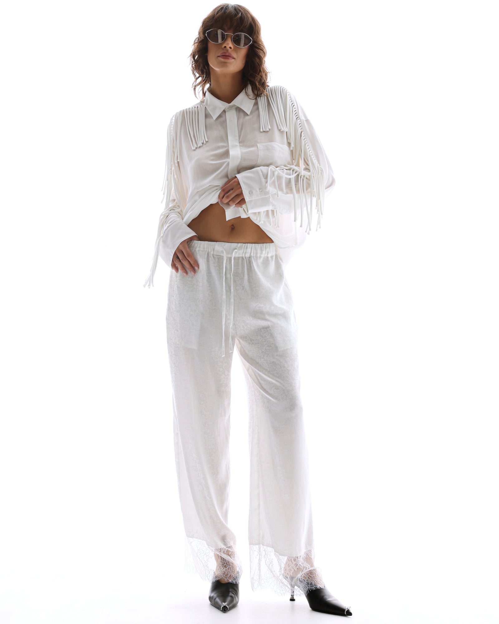 Frida Lace Hem Floral Pants THE TALES