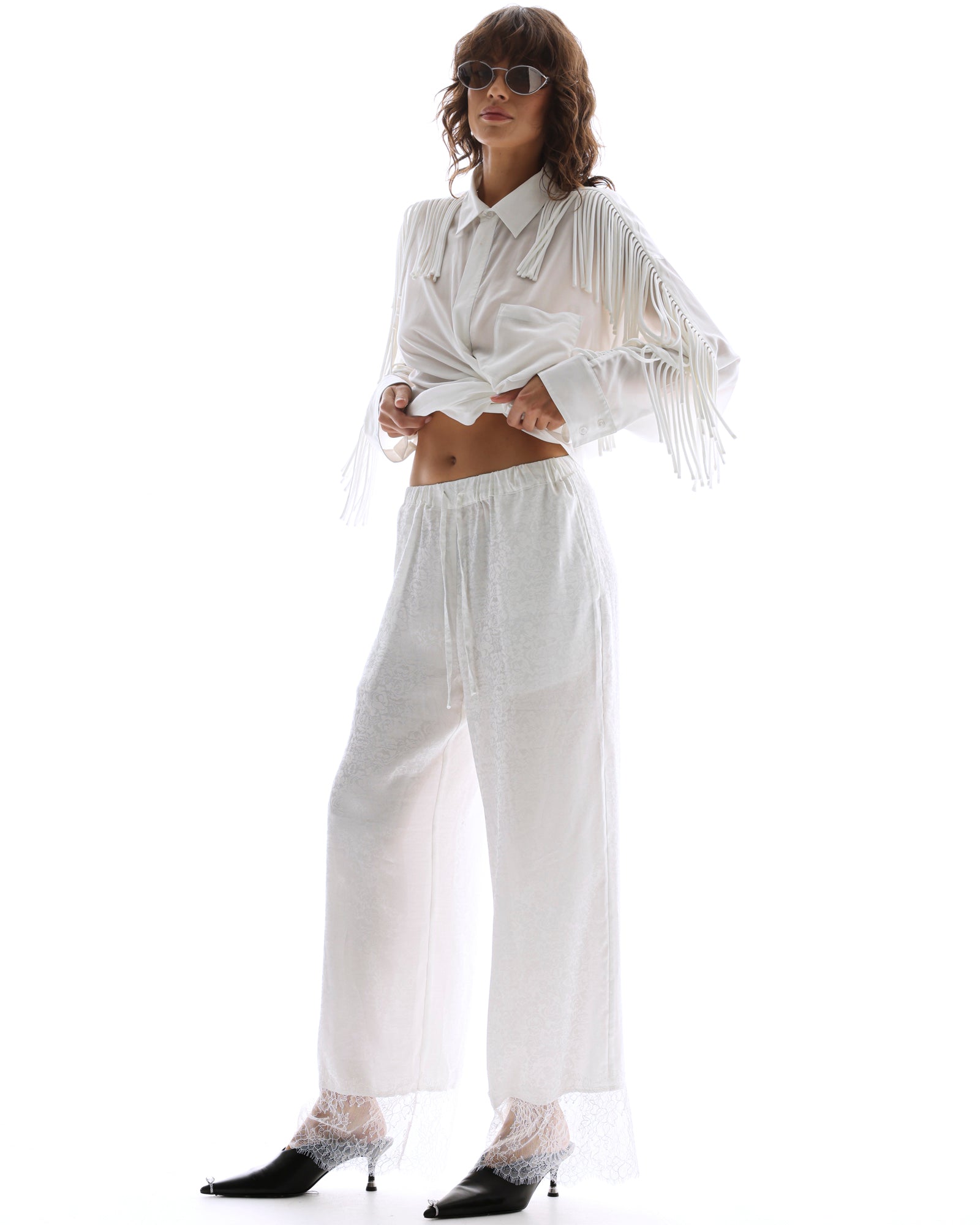 Frida Lace Hem Floral Pants THE TALES