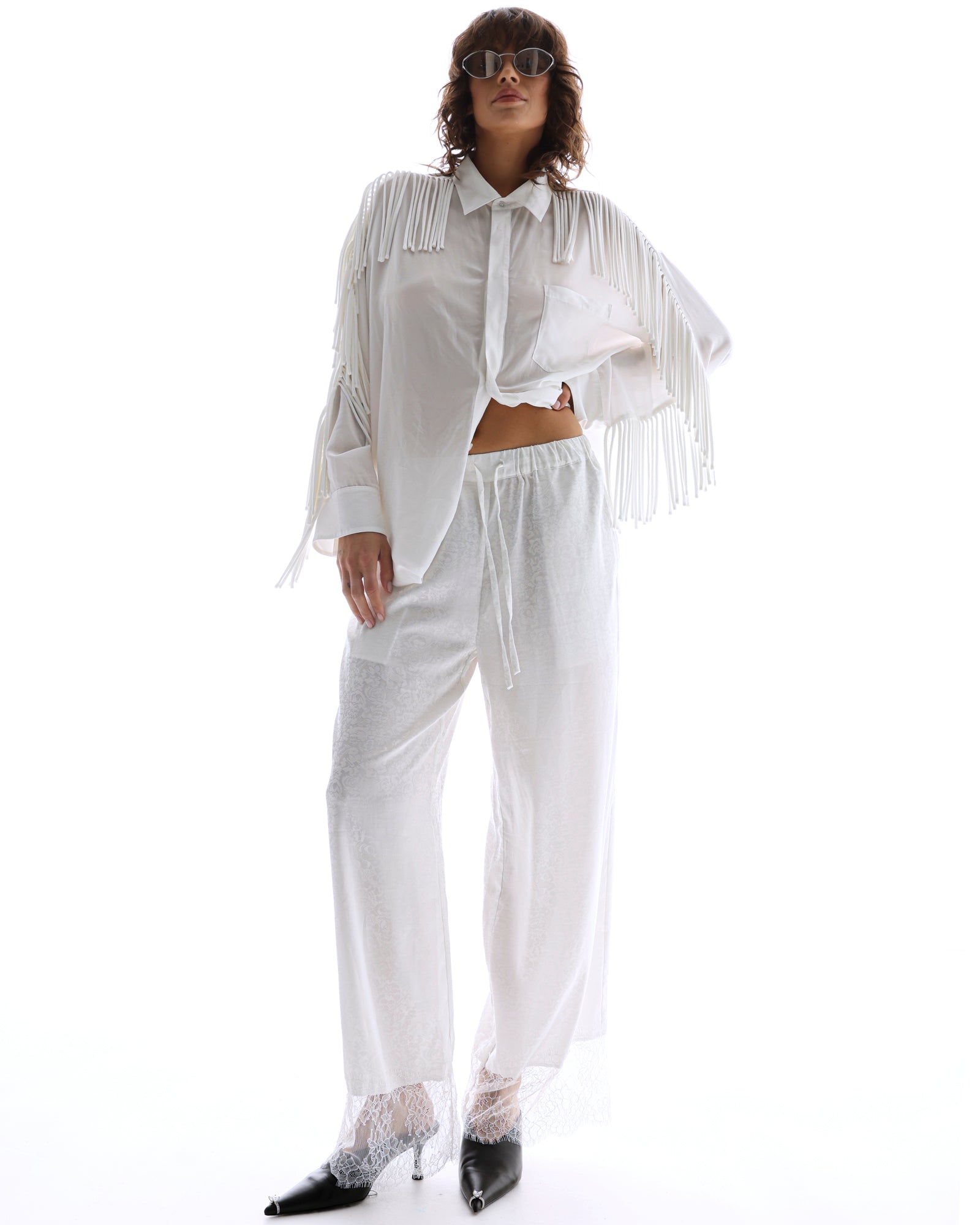 Frida Lace Hem Floral Pants THE TALES