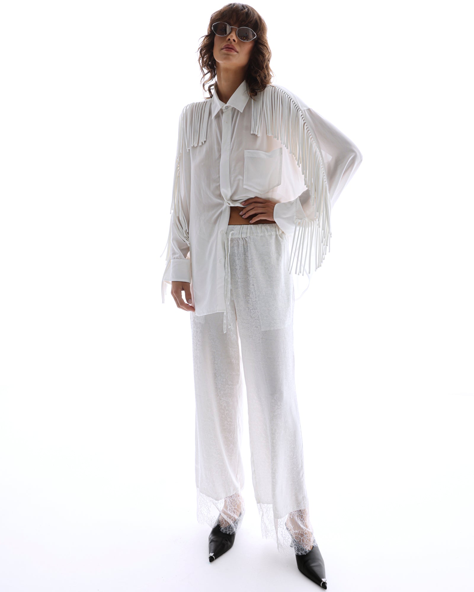 Frida Lace Hem Floral Pants THE TALES