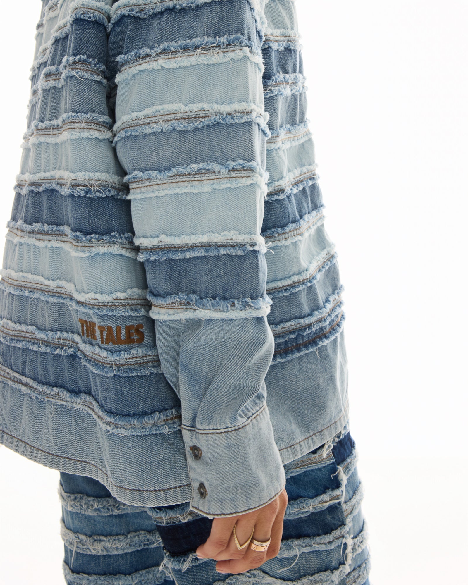 Layered Hand Worked Denim Shirt by THE TALES - back view